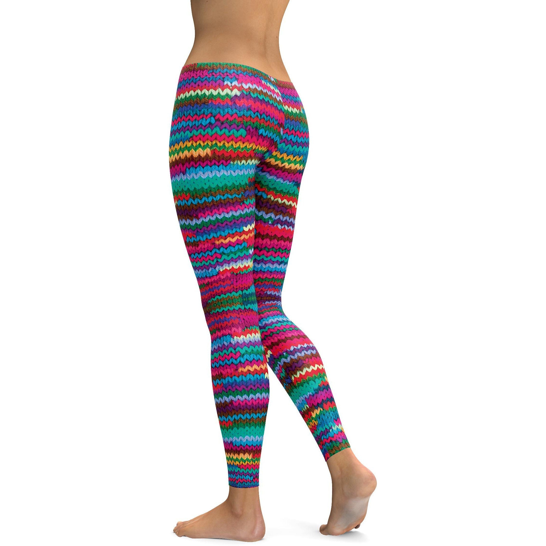 Bright Knitted Pattern Leggings | GearBunch