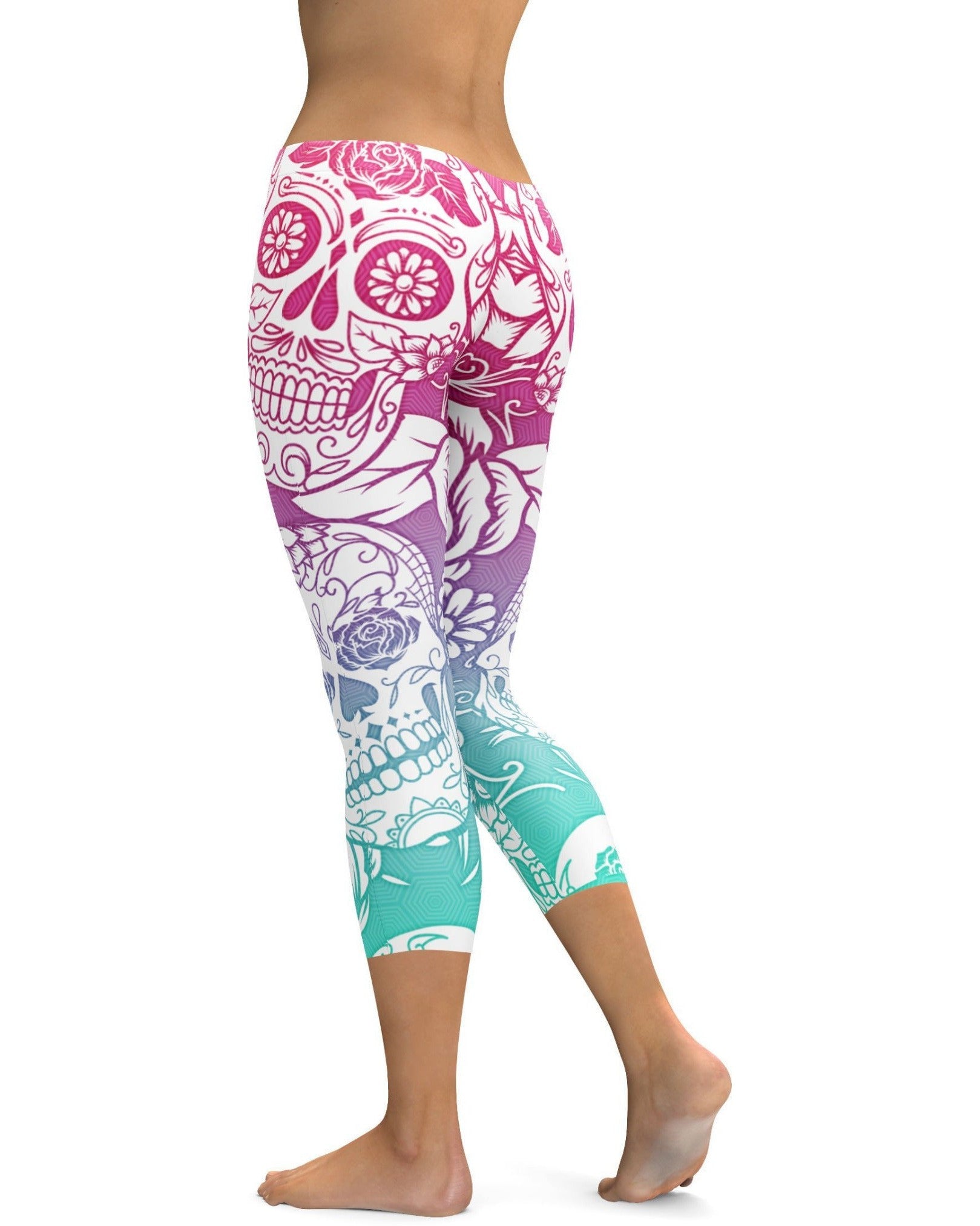 Bright Sugar Skull Capris | GearBunch