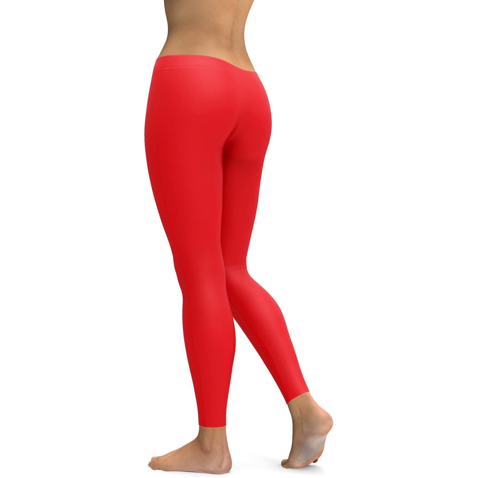 Solid Hot Red Leggings | GearBunch