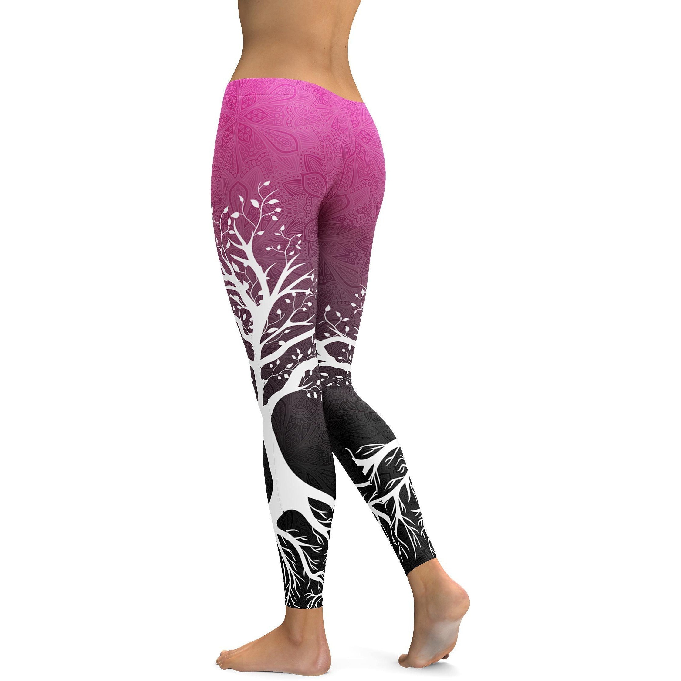 Pink to Black Tree of Life Leggings