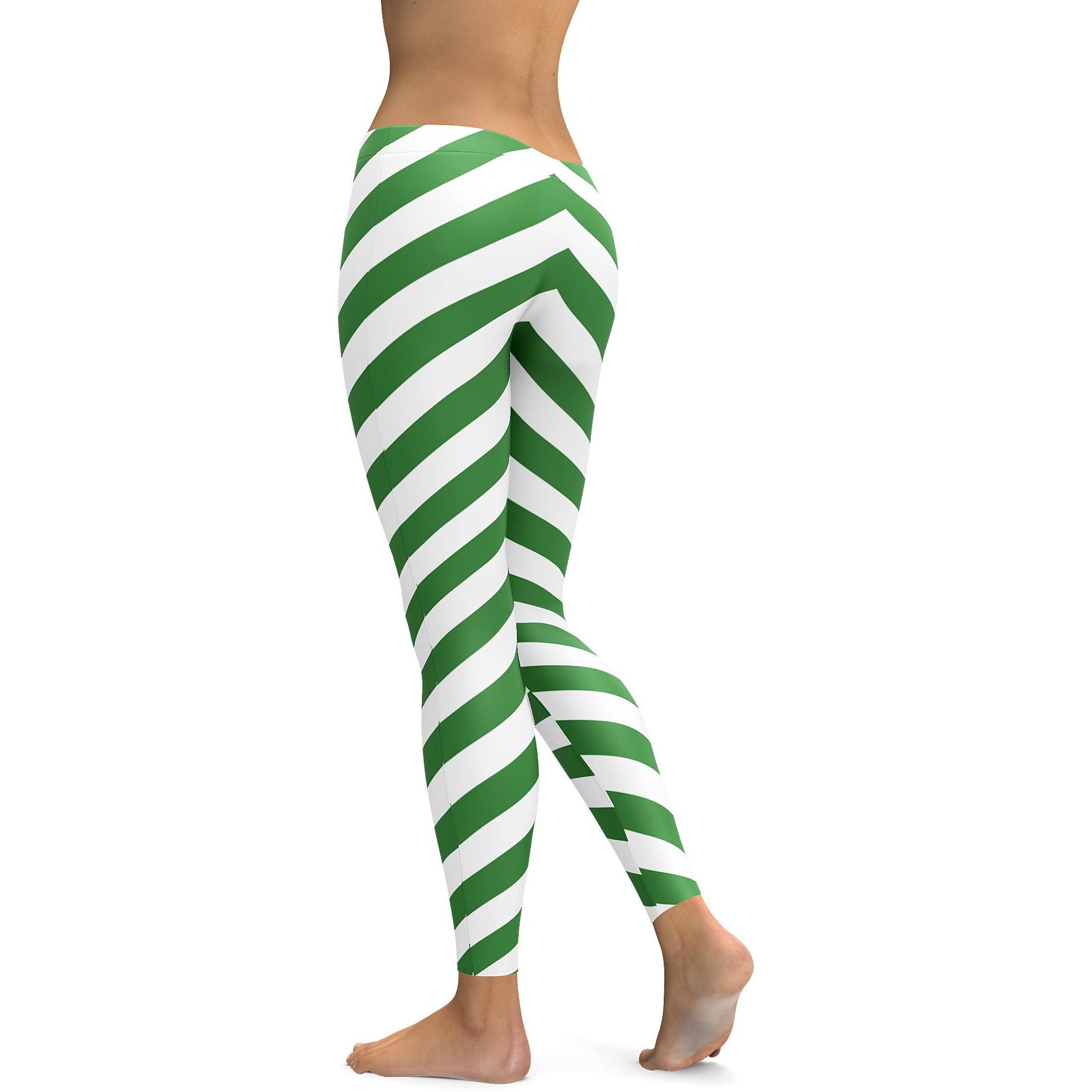 Irish Green Striped Leggings - GearBunch Leggings / Yoga Pants