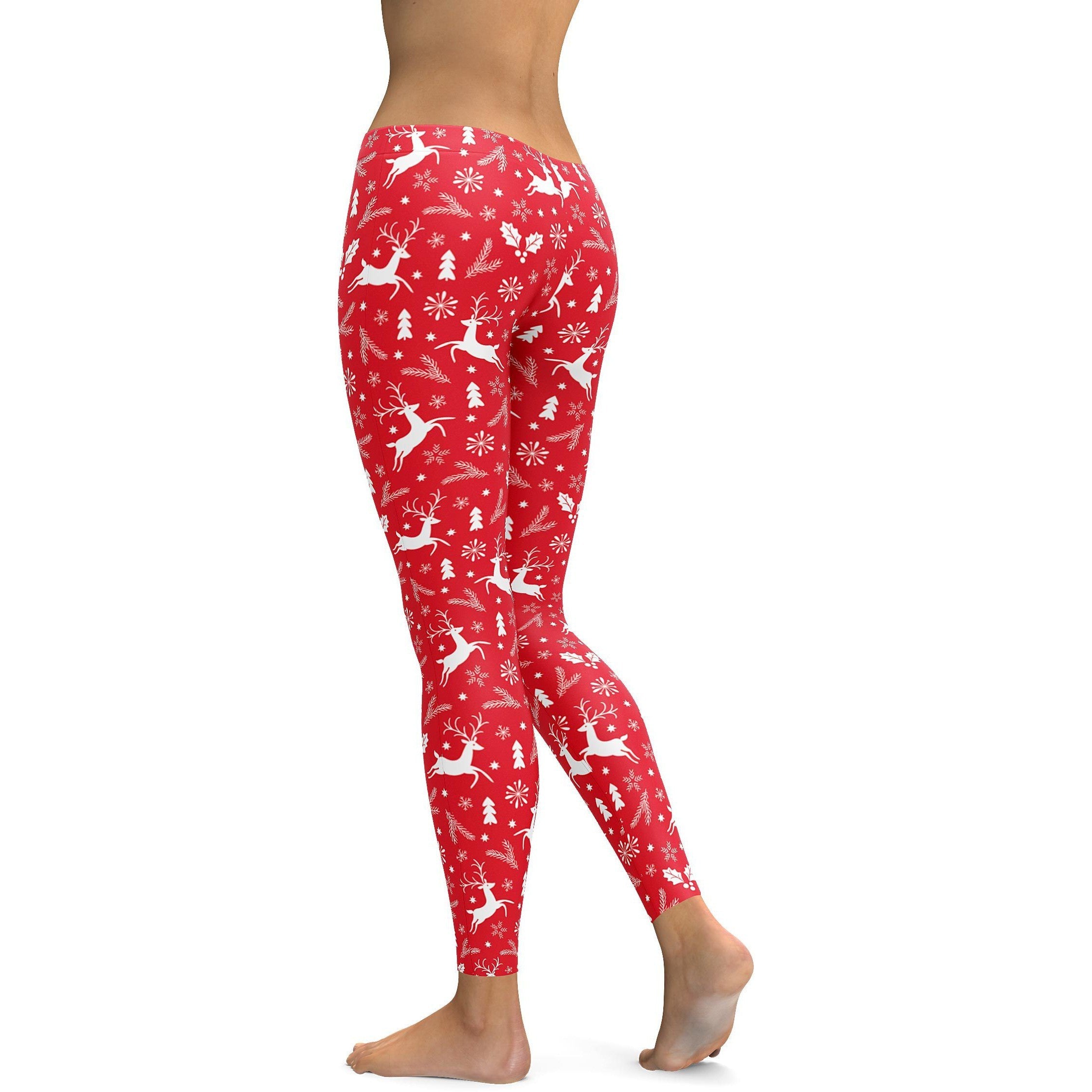 Red Reindeer Christmas Leggings