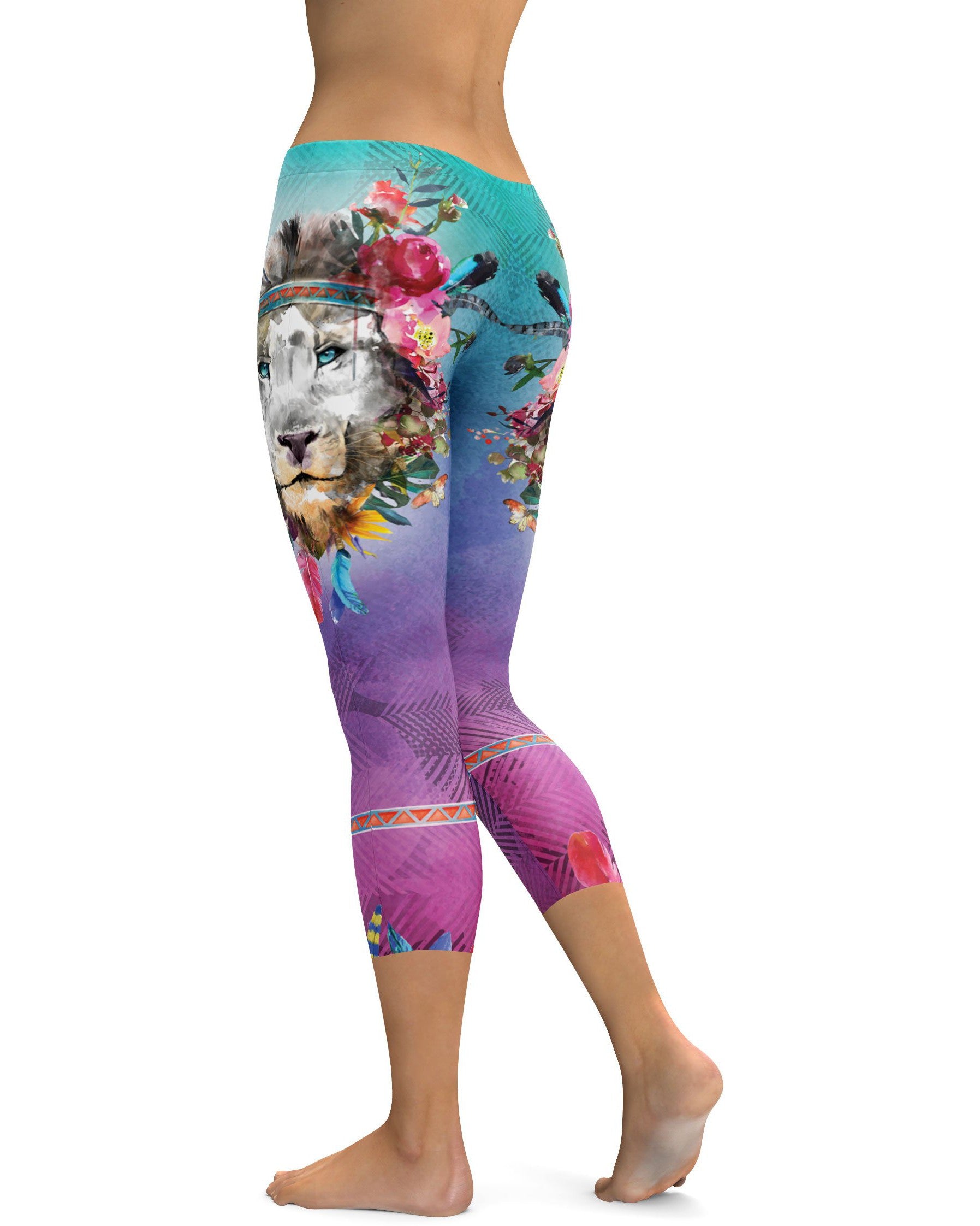 Watercolor Lion Capris