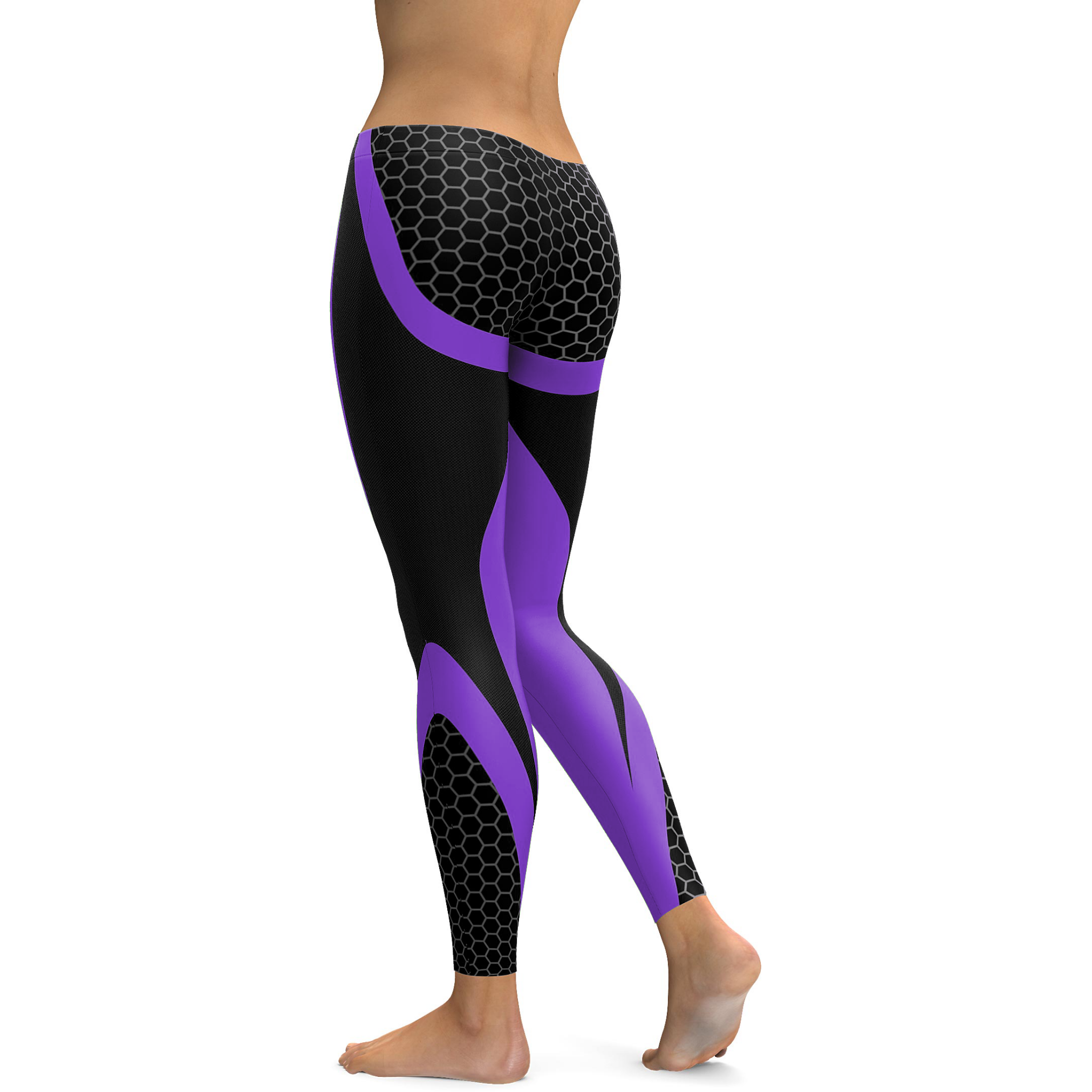 Purple Honeycomb Carbon Leggings | Gearbunch