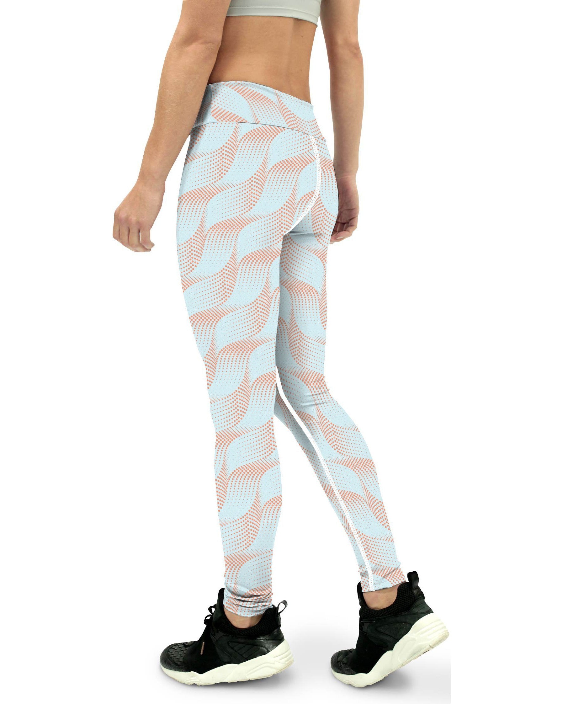 Light Blue & Apricot Wave Yoga Pants Gearbunch