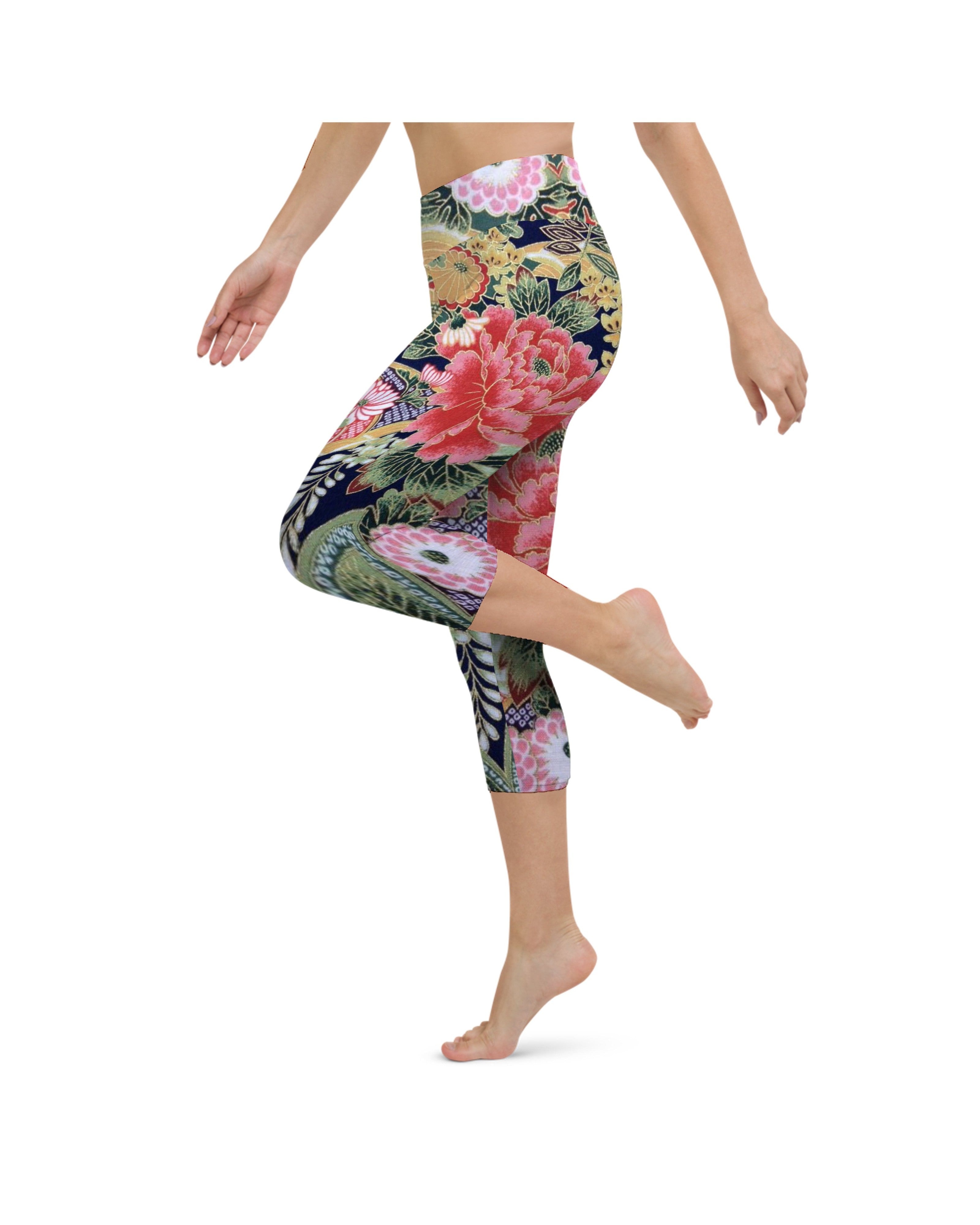 Oriental Floral Yoga Capris | GearBunch