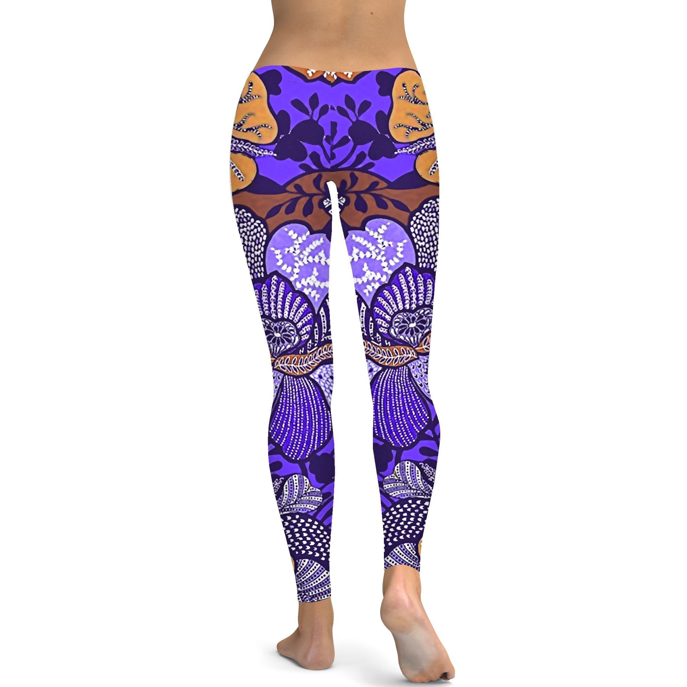 Purple Batik Floral Leggings Gearbunch