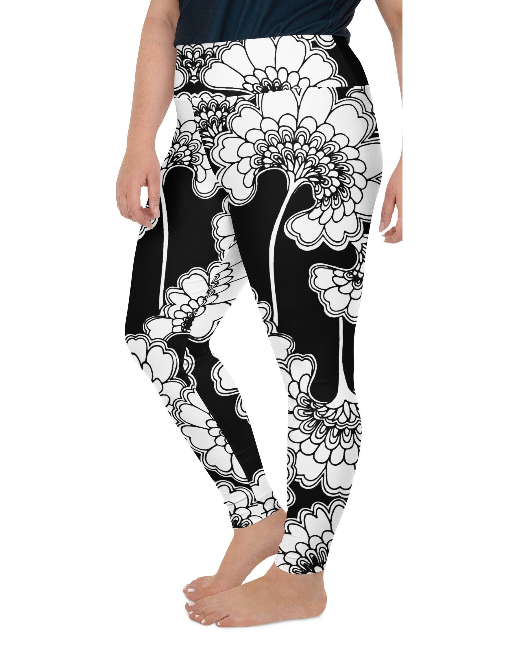 Japanese Floral Plus Size Leggings Gearbunch