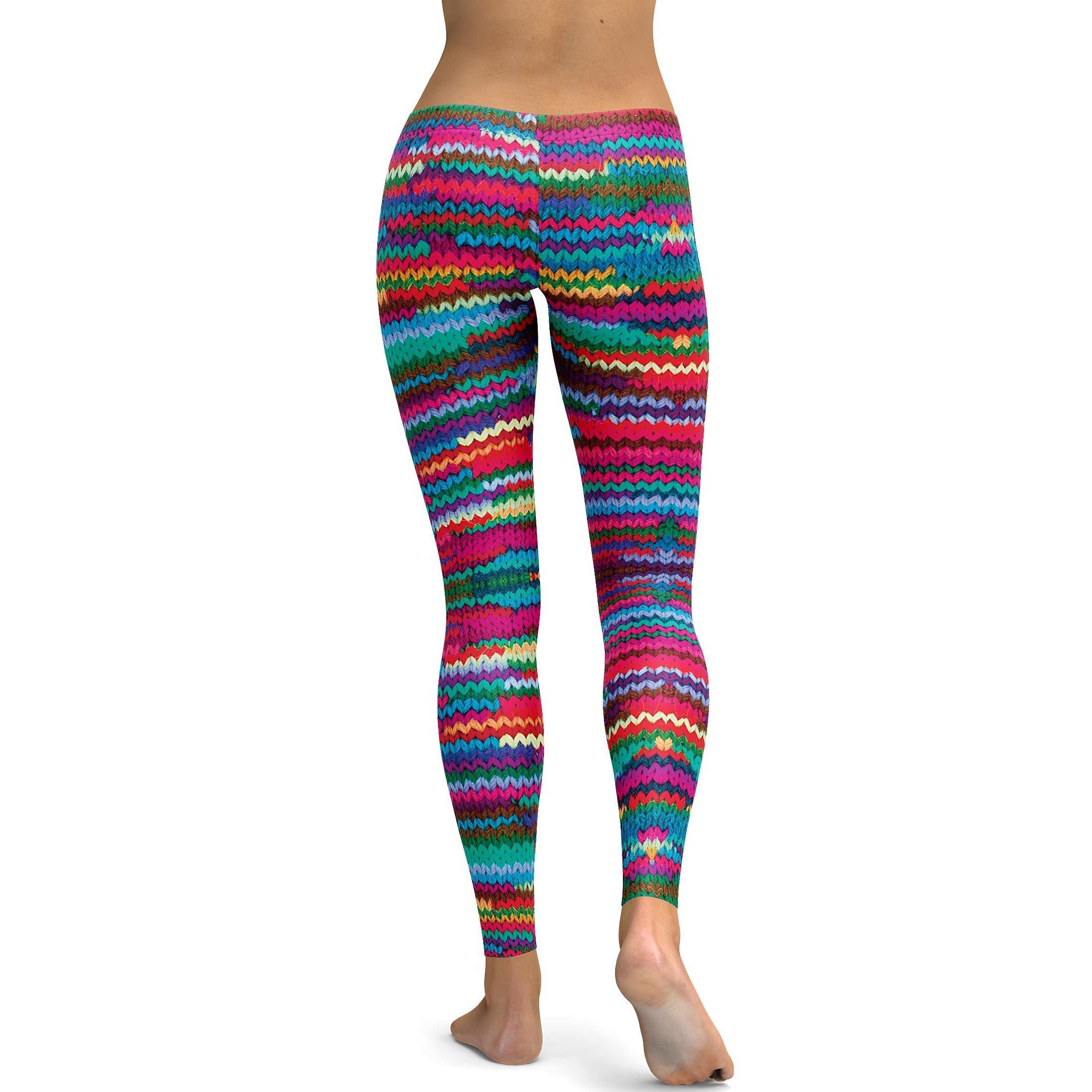Bright Knitted Pattern Leggings | GearBunch
