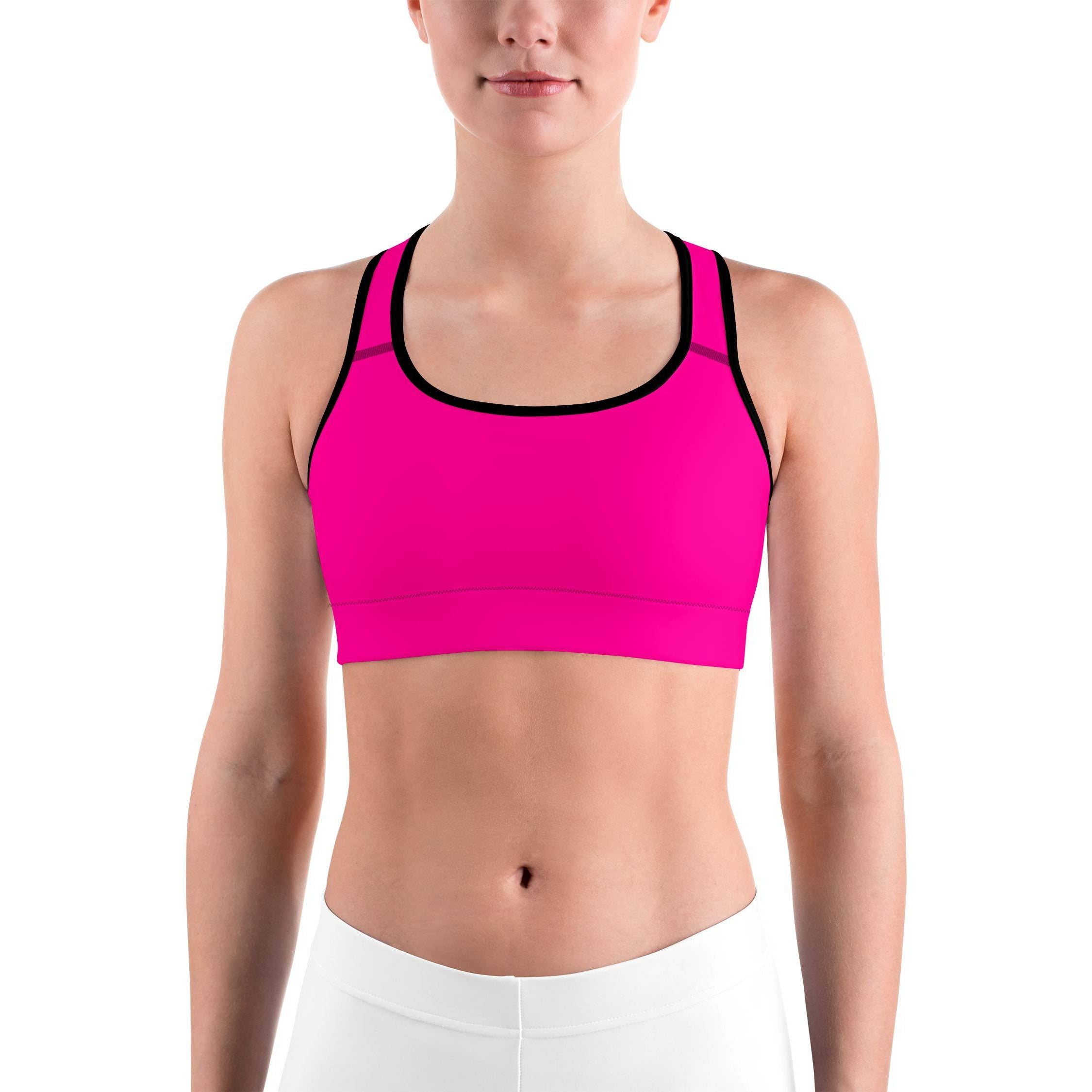 Women's hot pink sports bra front view