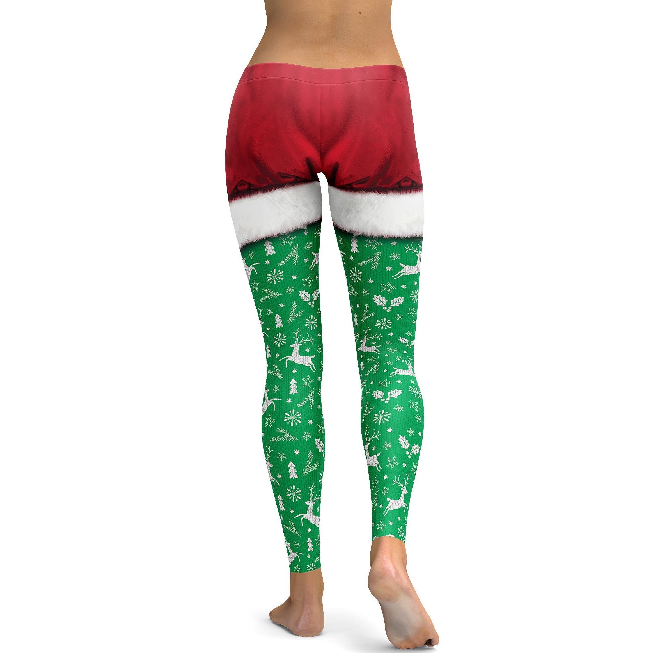 Christmas Shorts & Reindeer Pattern Leggings - GearBunch Leggings / Yoga Pants