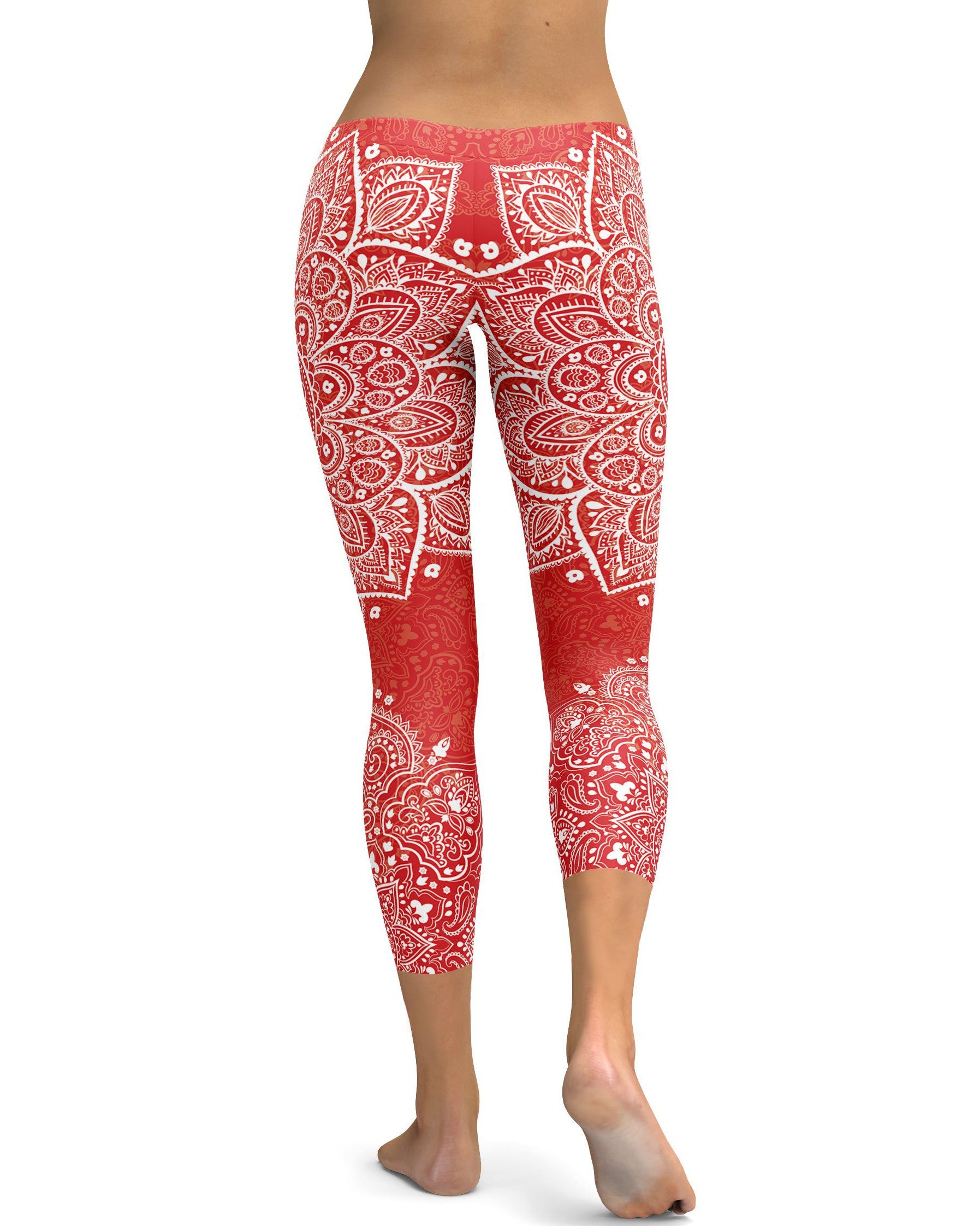 Red Mandala Capris - GearBunch Leggings / Yoga Pants