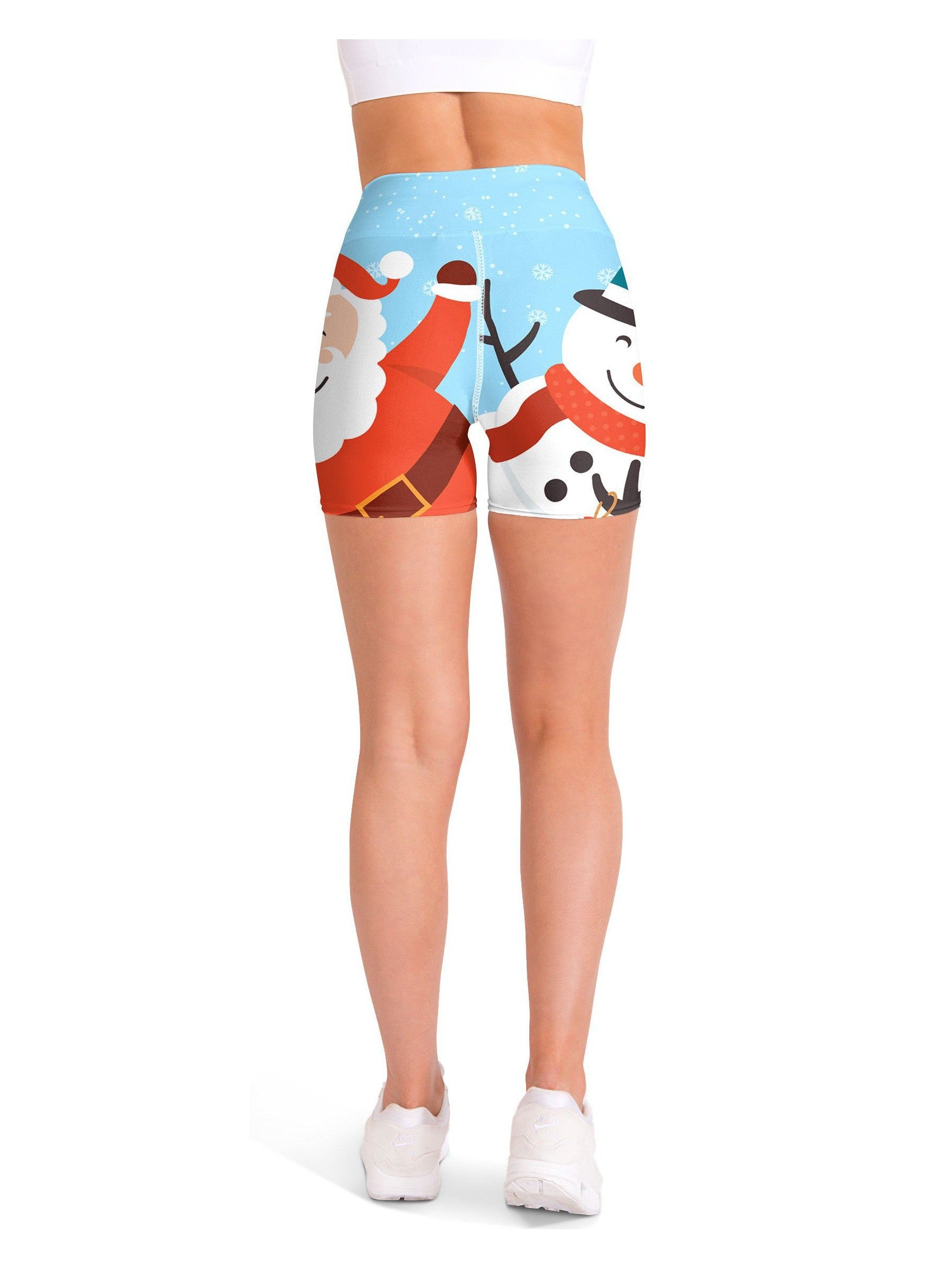 Santa and Friends Yoga Shorts Gearbunch