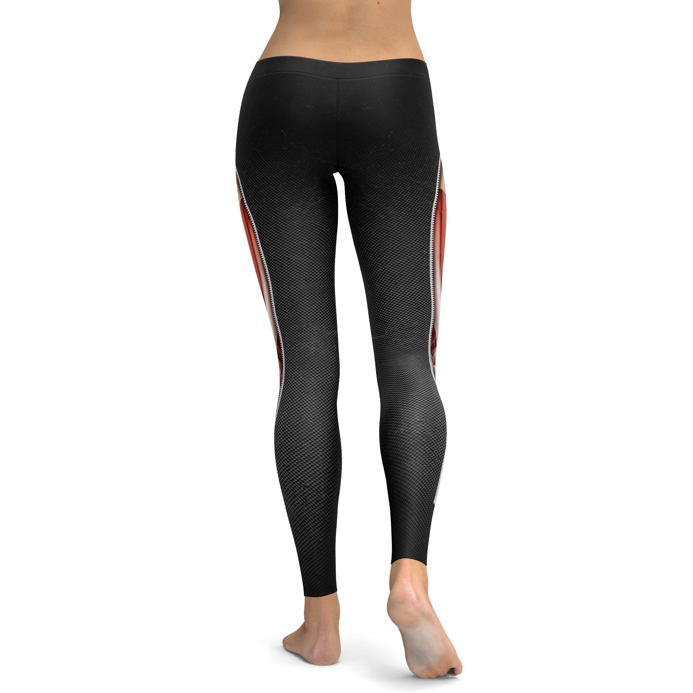 Realistic Muscles with Zipper Leggings - GearBunch Leggings / Yoga Pants