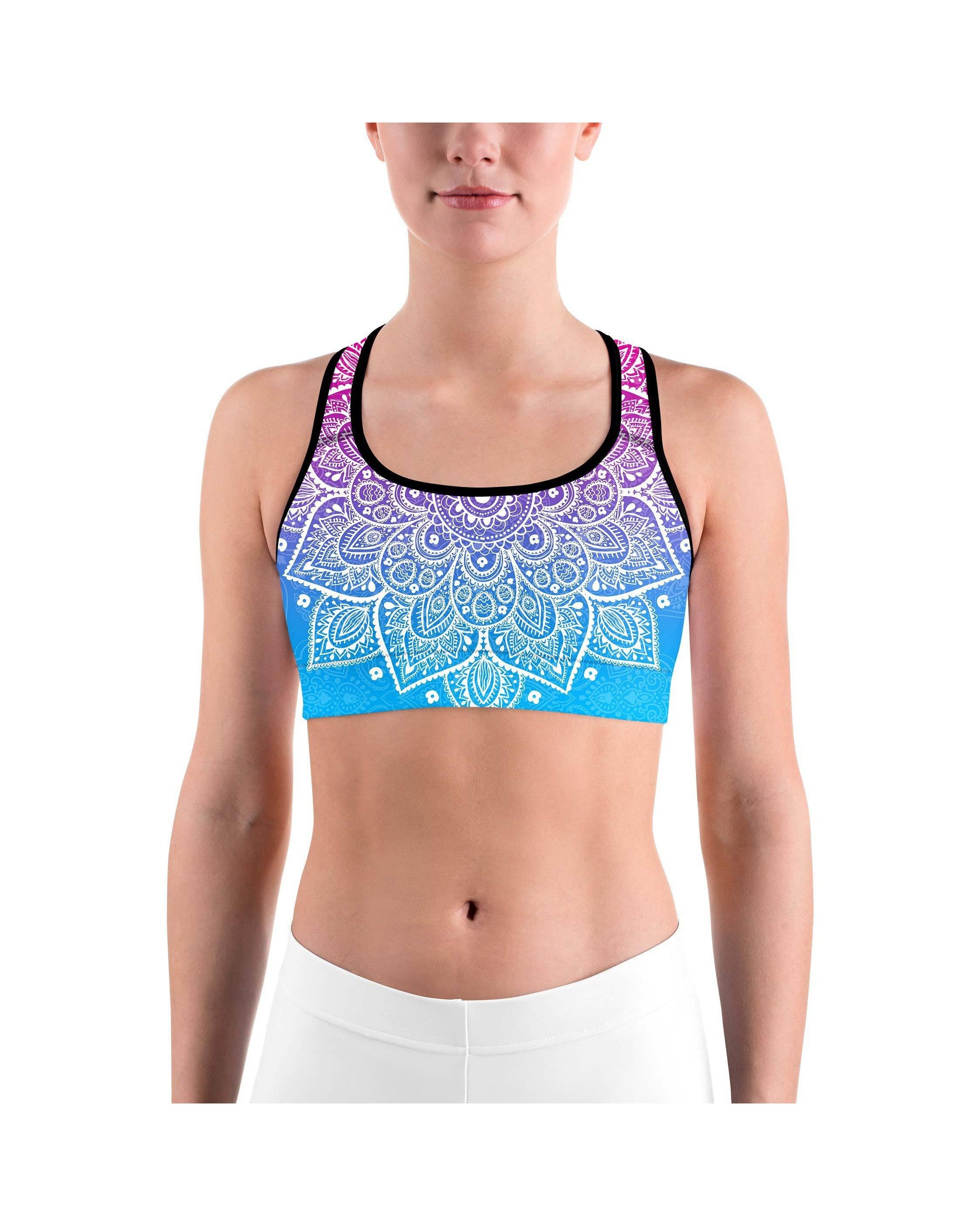 Pink to Blue Mandala Sports bra