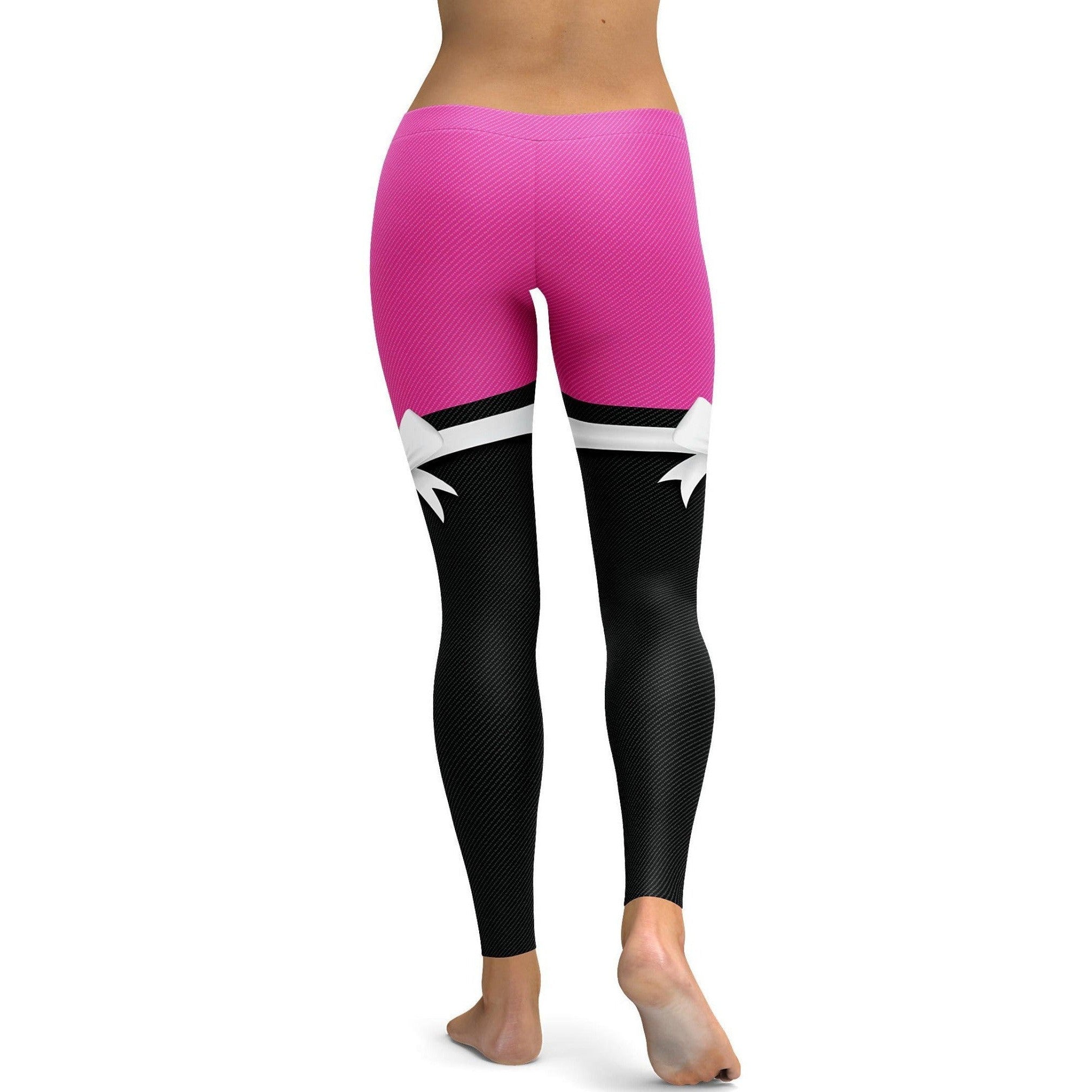 Gearbunch - Pink to Black Thigh High Bow Leggings