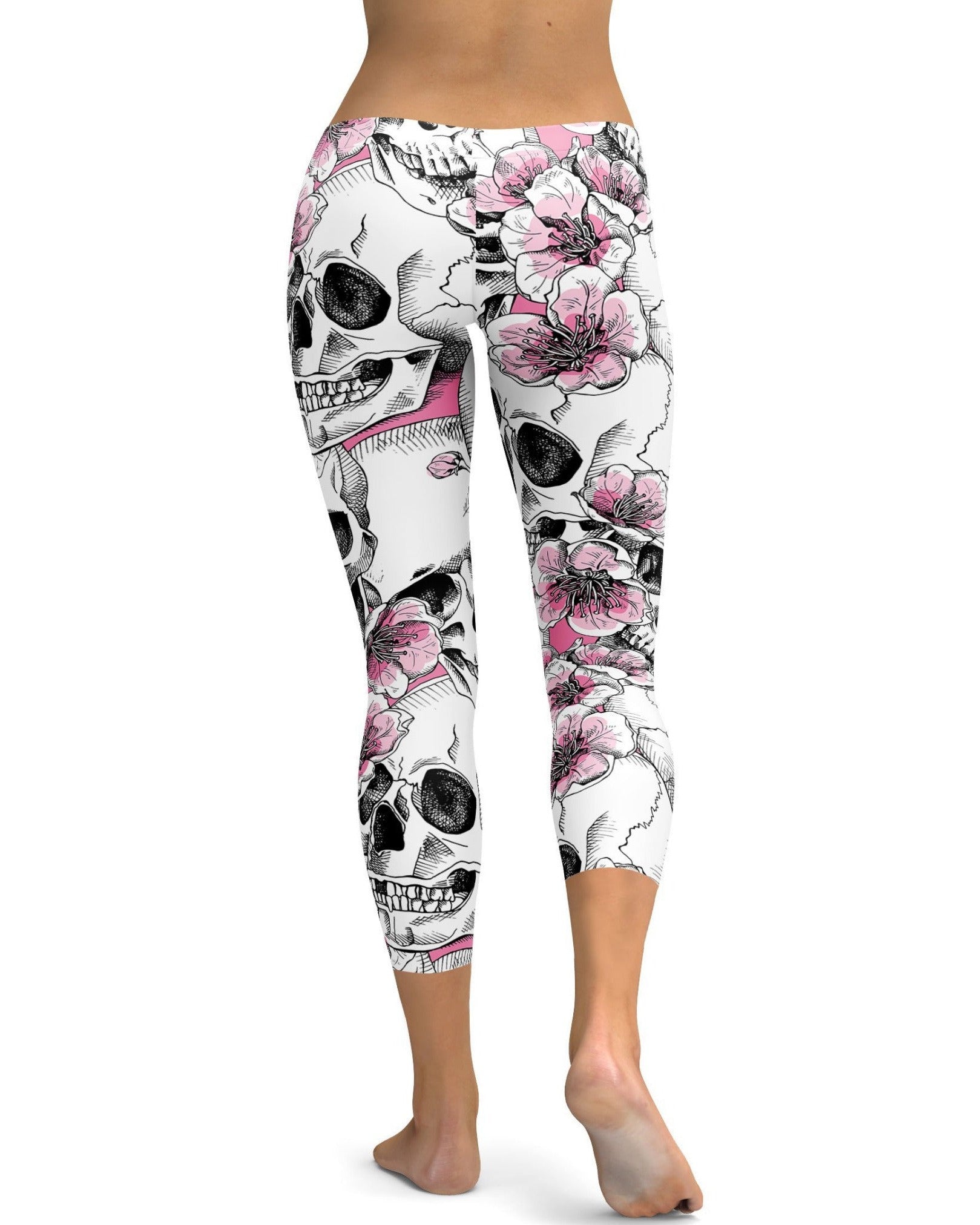Gearbunch - Pink Floral Skulls Capris