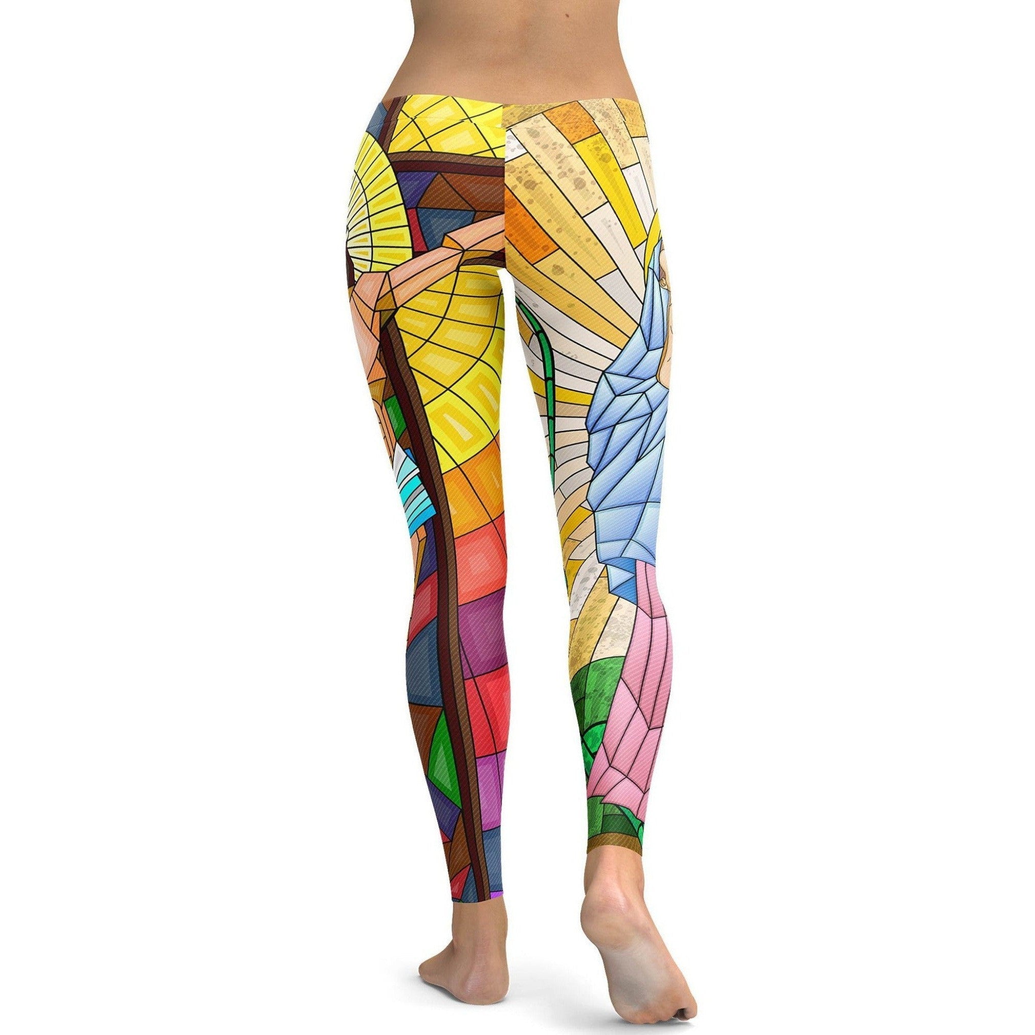 Womens Workout Yoga Birth and Death of Jesus Leggings Yellow/White/Brown/Blue