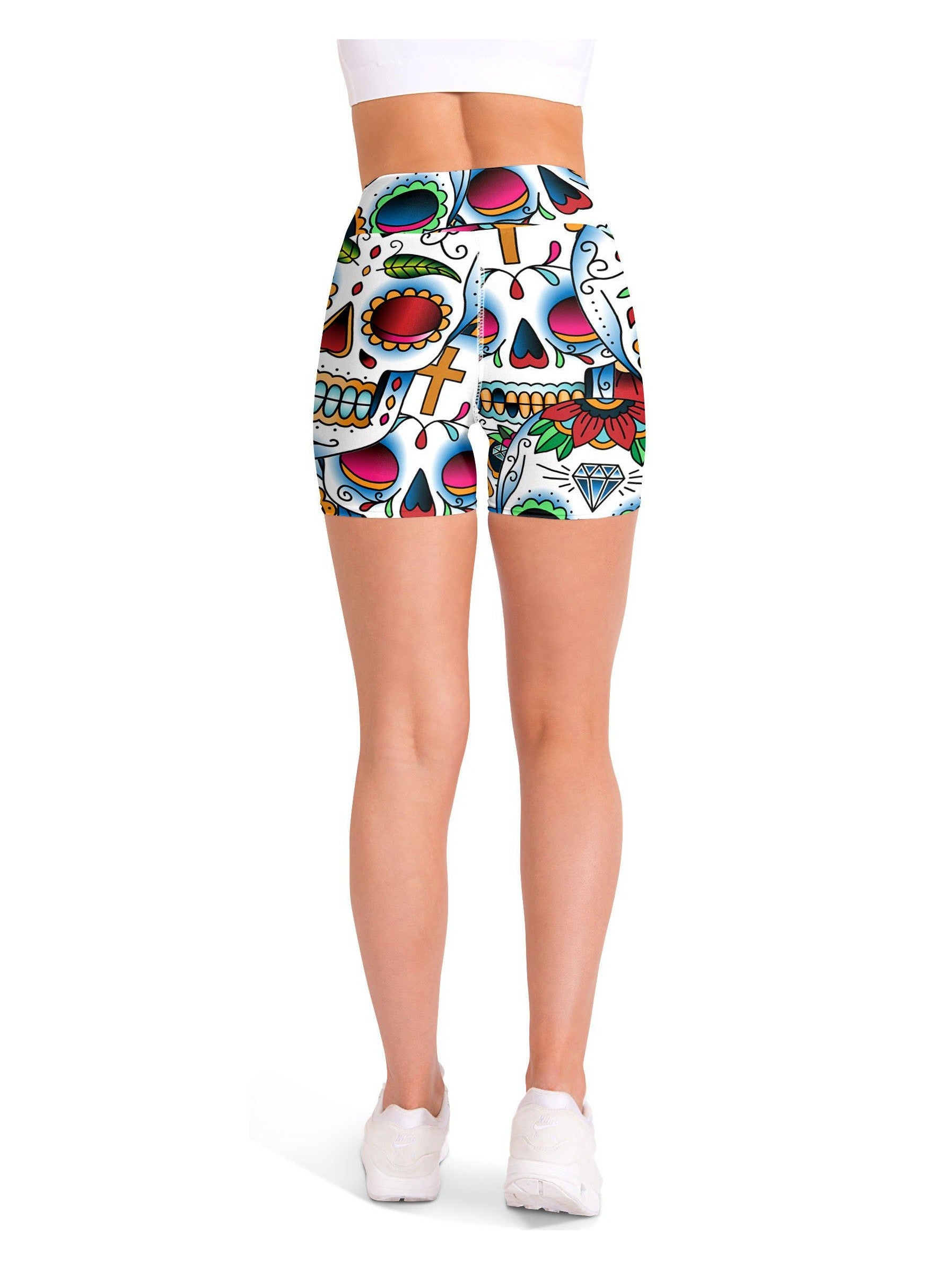 Colorful Dead - Sugar Skull Yoga Shorts | GearBunch