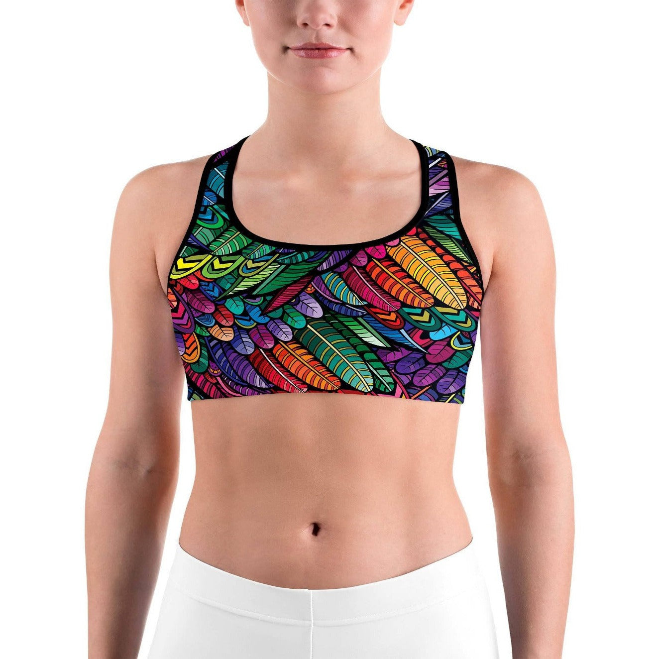 Colorful Feathers Sports bra - GearBunch