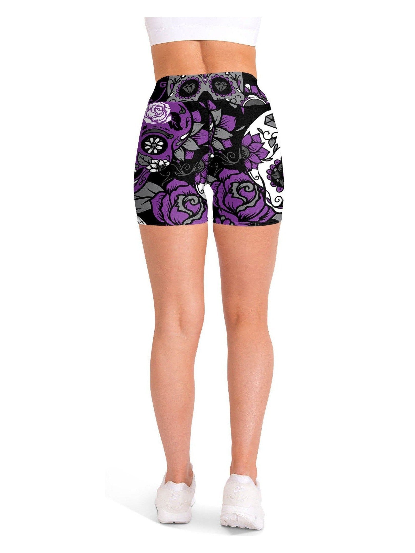 Gearbunch - Purple Sugar Skull Yoga Shorts