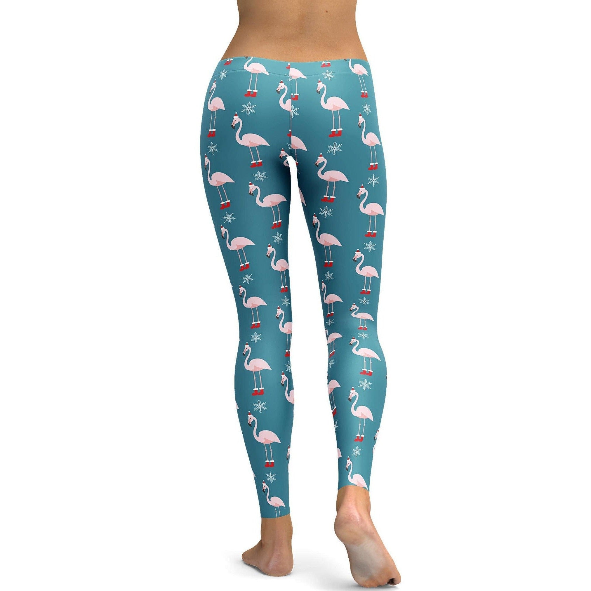 GearBunch - Christmas Flamingo Patterned Leggings