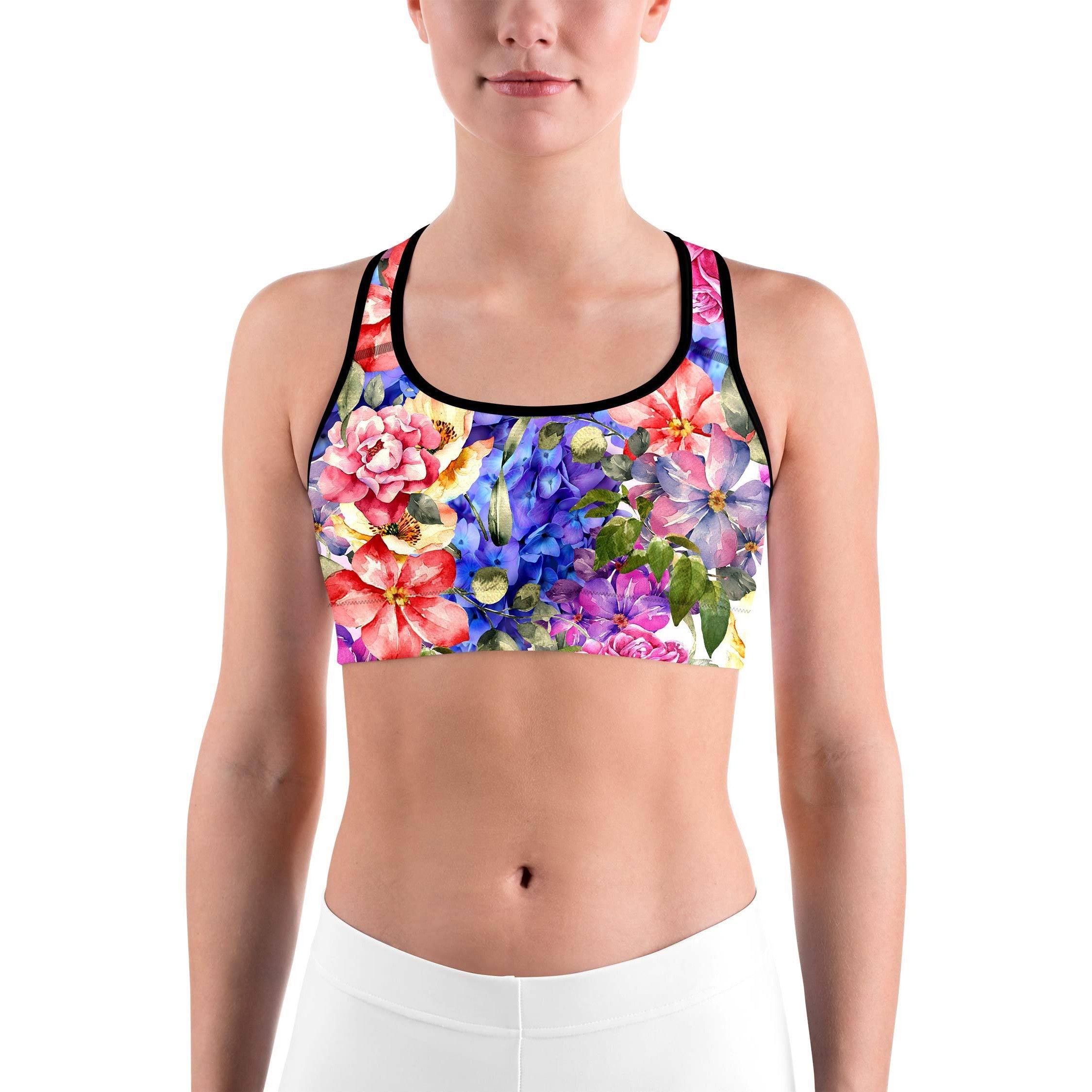Colorful Floral Sports bra - GearBunch Leggings / Yoga Pants