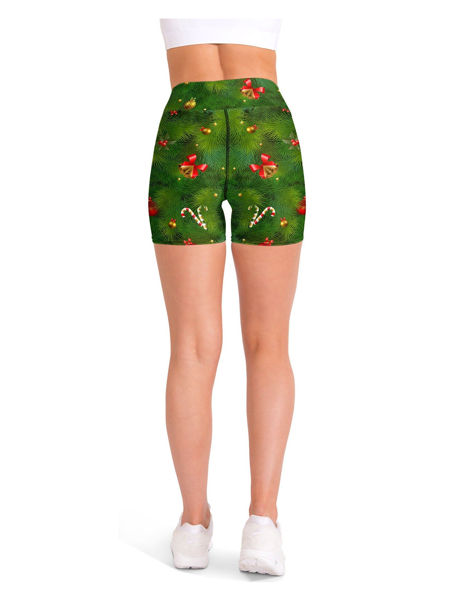 Realistic Christmas Tree Yoga Shorts Gearbunch
