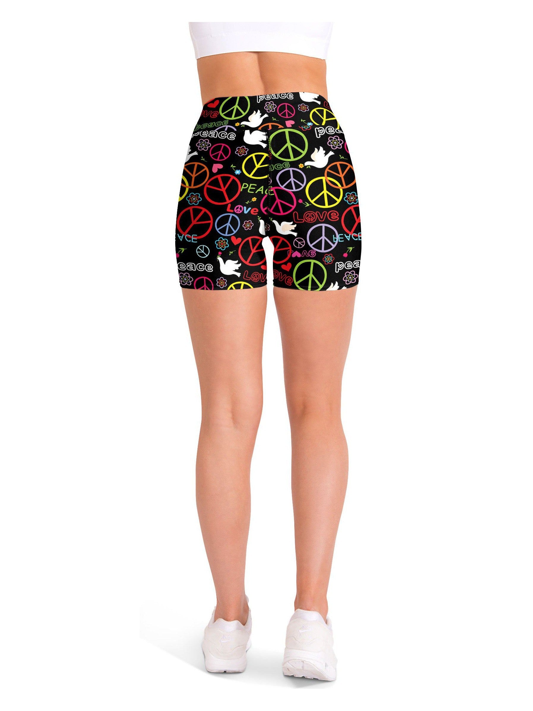 Peace Symbol Yoga Shorts Gearbunch