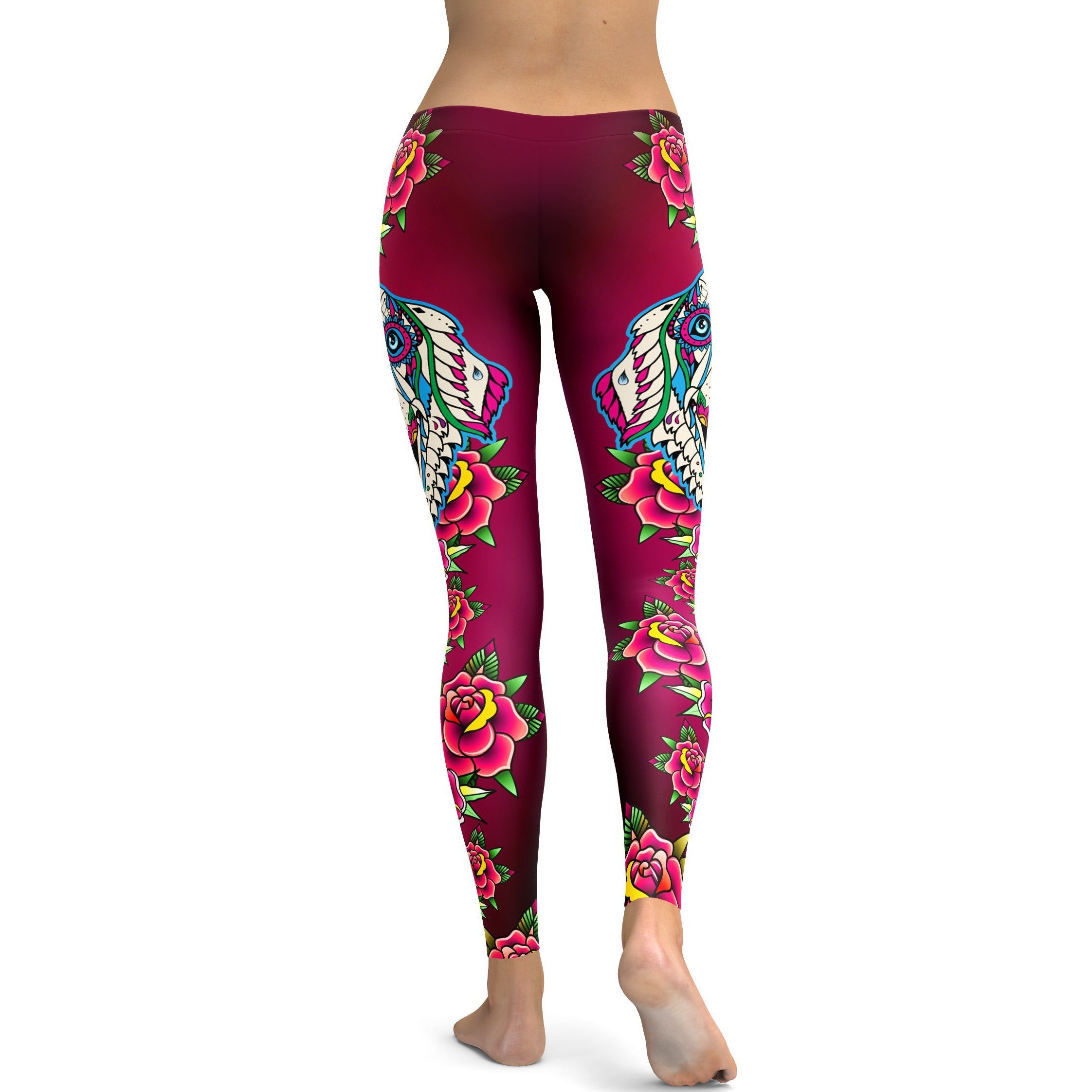 Sugar Skull Golden Retriever Leggings - GearBunch Leggings / Yoga Pants