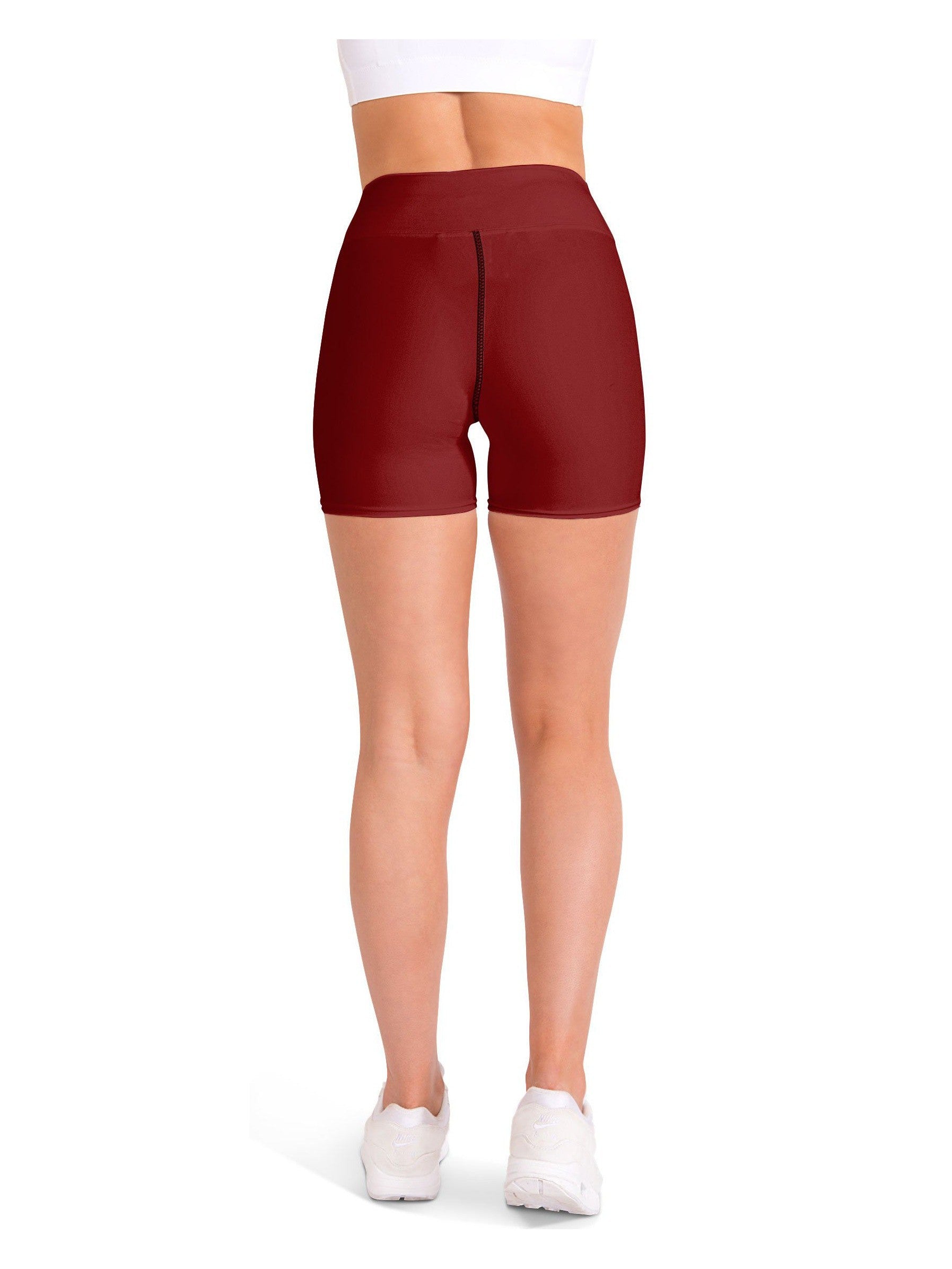 Solid Deep Red Yoga Shorts Gearbunch