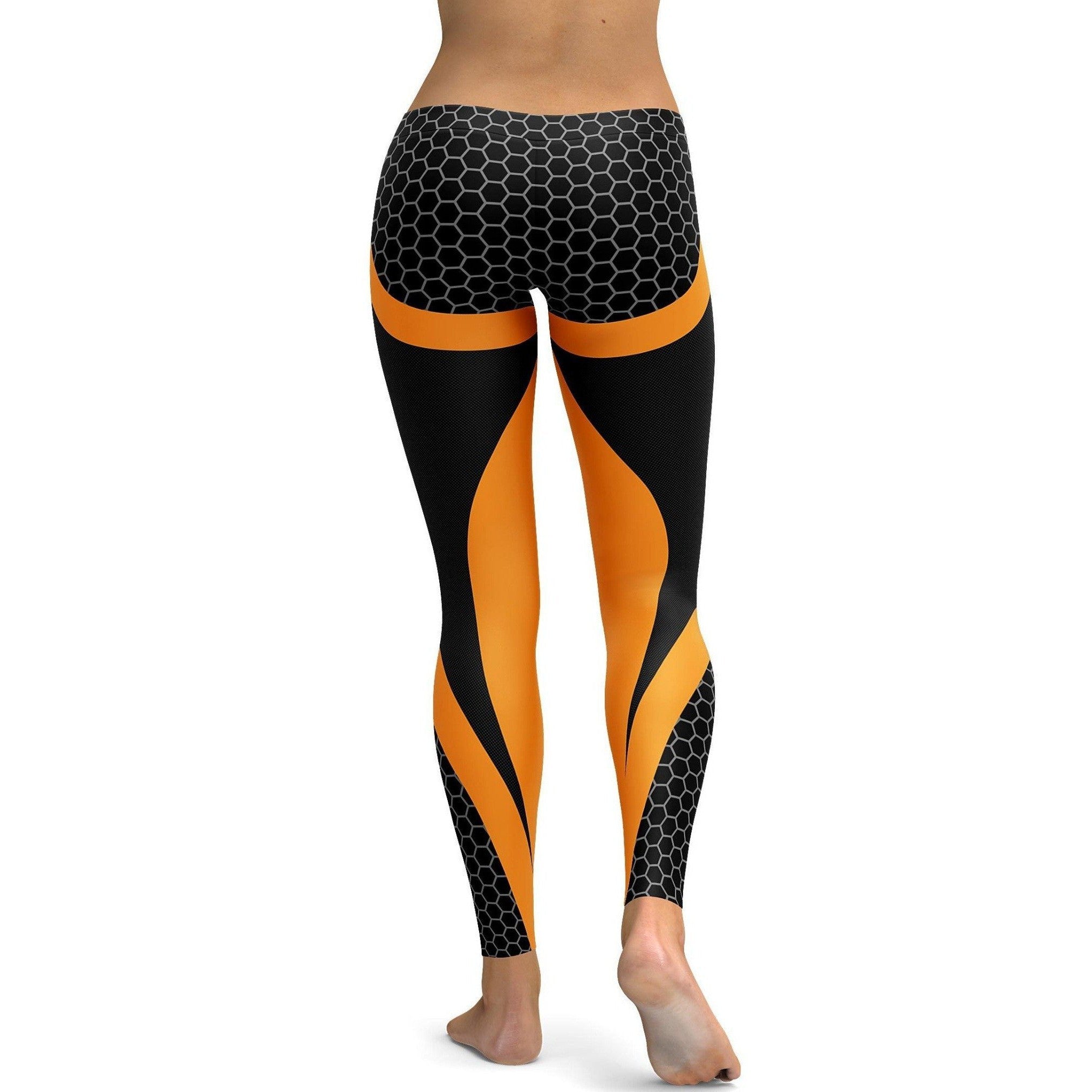 Gearbunch - Orange Honeycomb Carbon Leggings