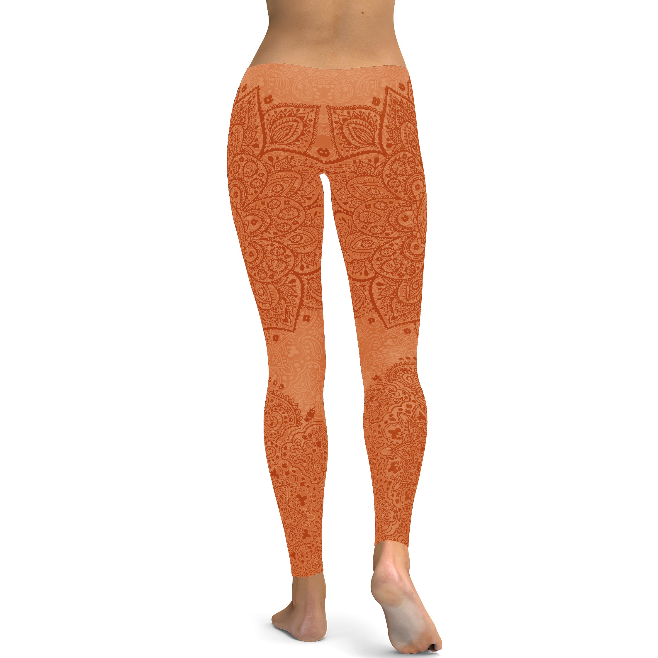 Womens Workout Yoga Apricot Mandala Leggings