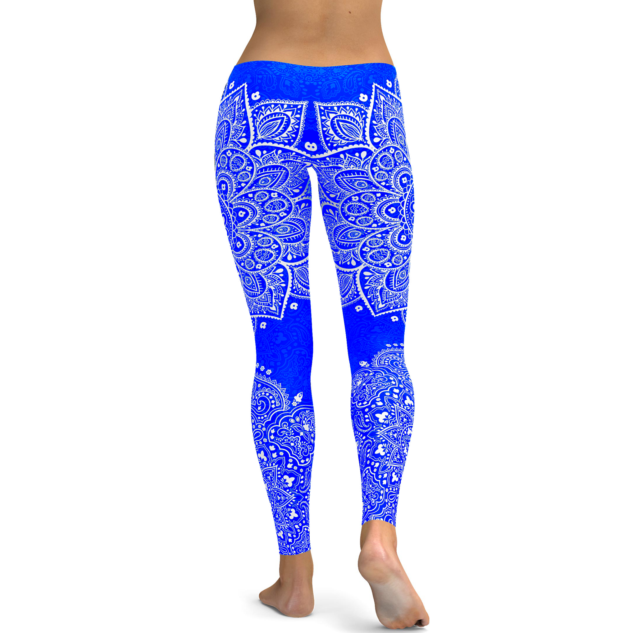 Electric Blue and White Mandala Leggings | GearBunch