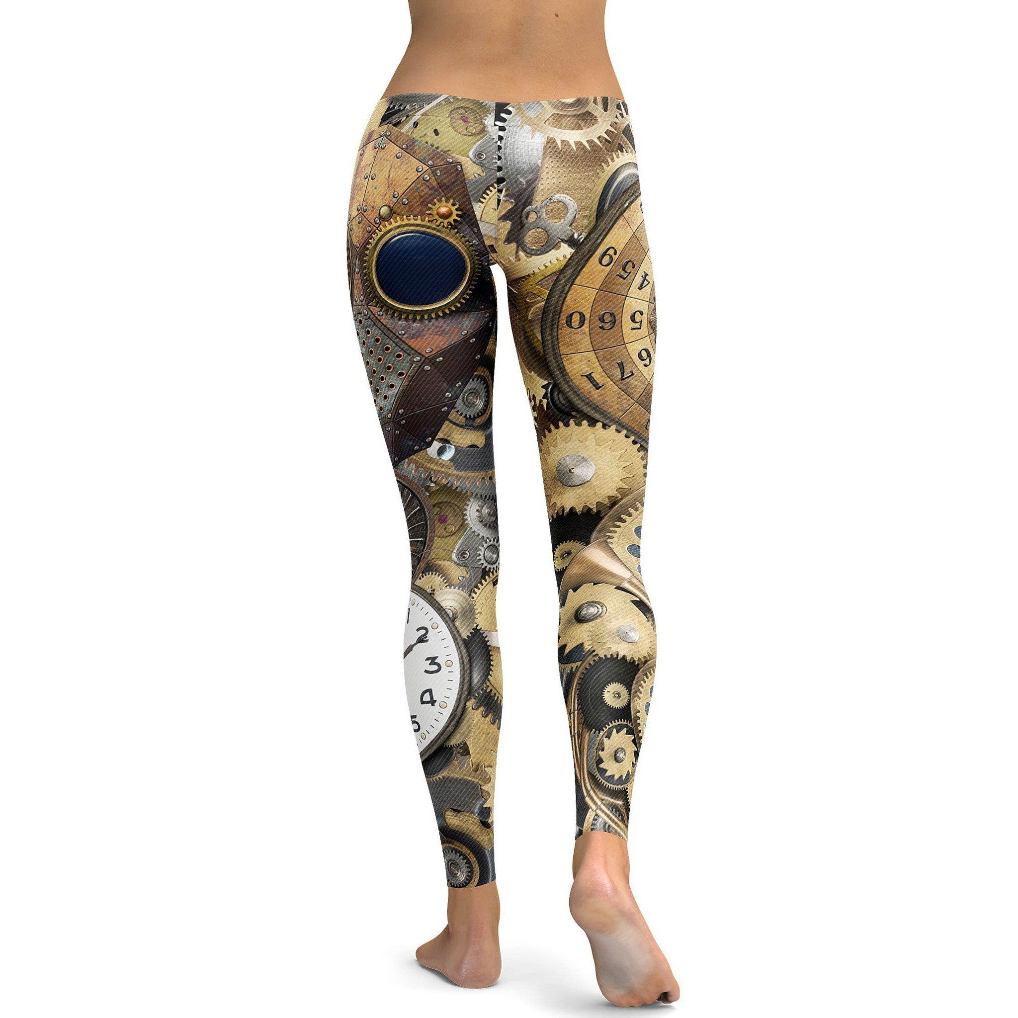 Golden Steampunk Leggings - GearBunch Leggings / Yoga Pants