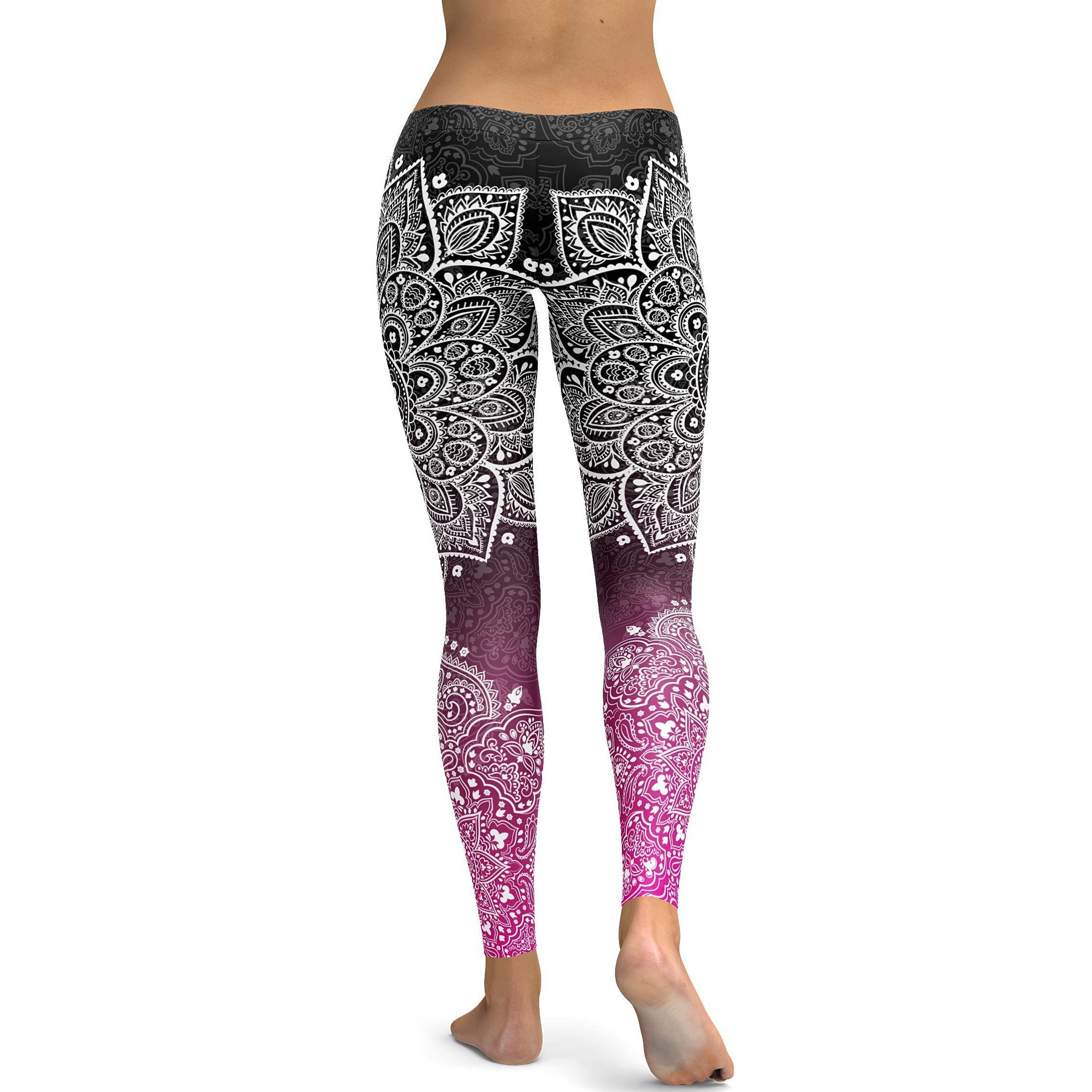Black & White to Pink Mandala Leggings