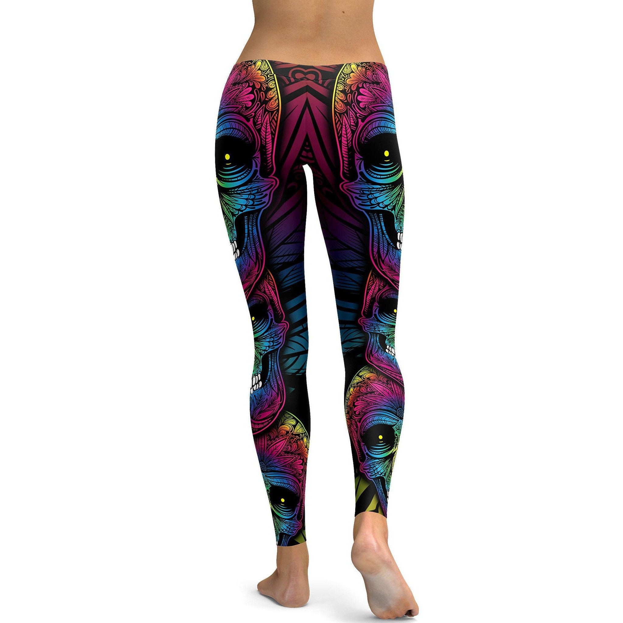 Rainbow Skull Leggings - GearBunch Leggings / Yoga Pants