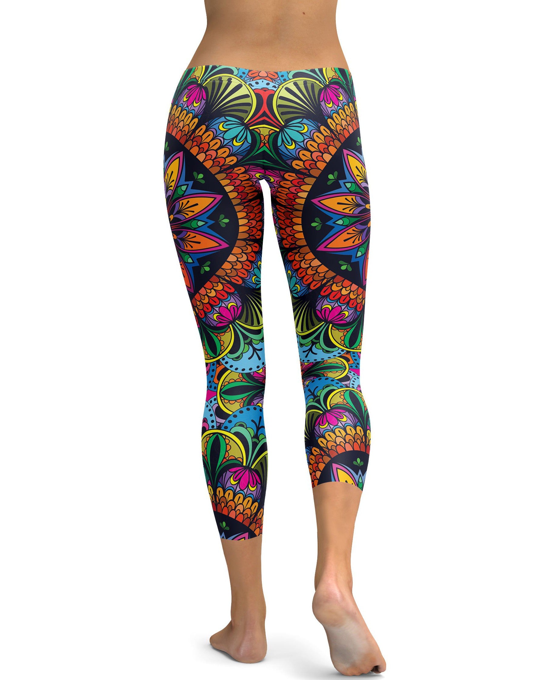 Colorful Mandala Capris - GearBunch Leggings / Yoga Pants