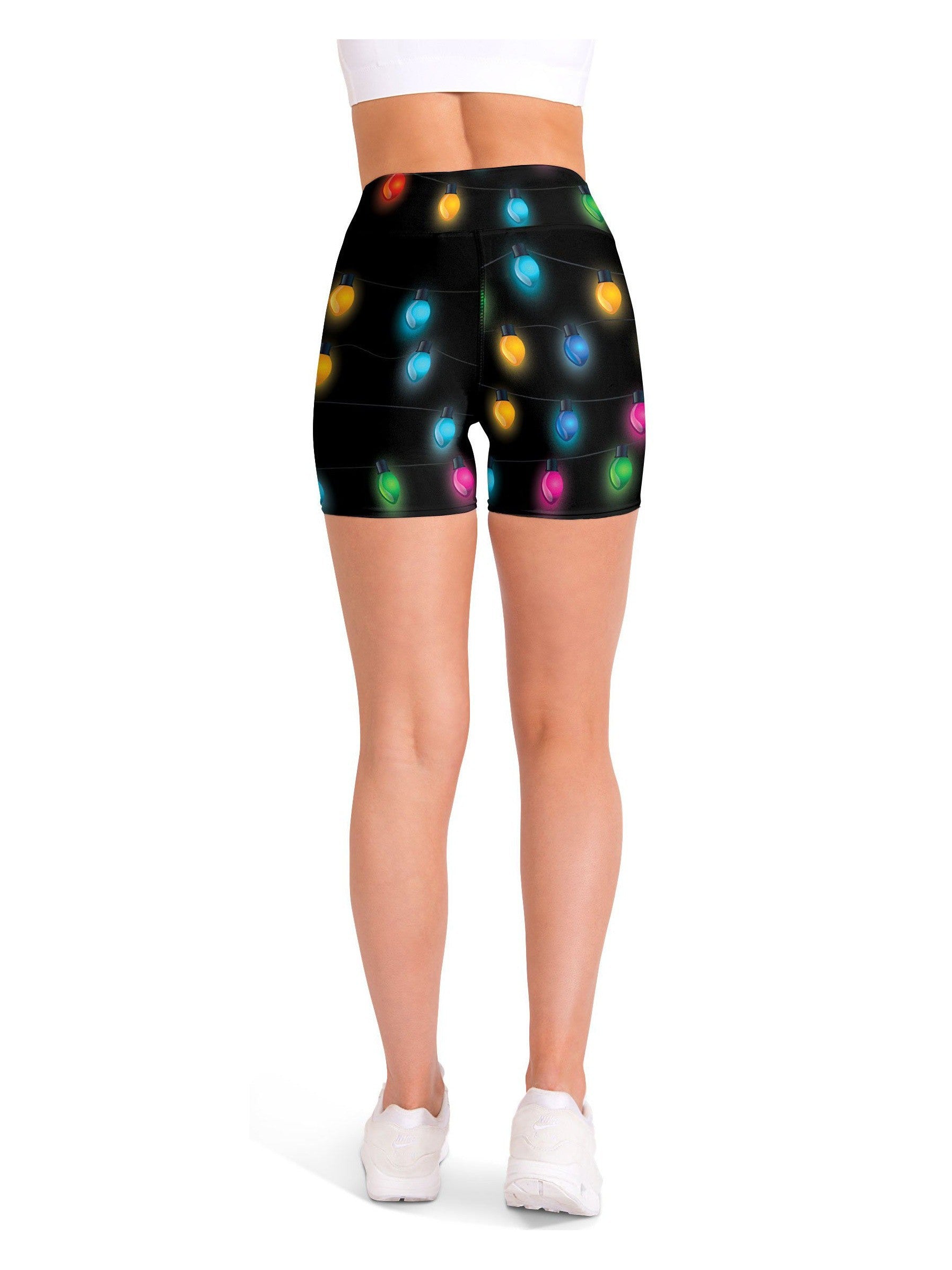 Christmas Lights Yoga Shorts Gearbunch