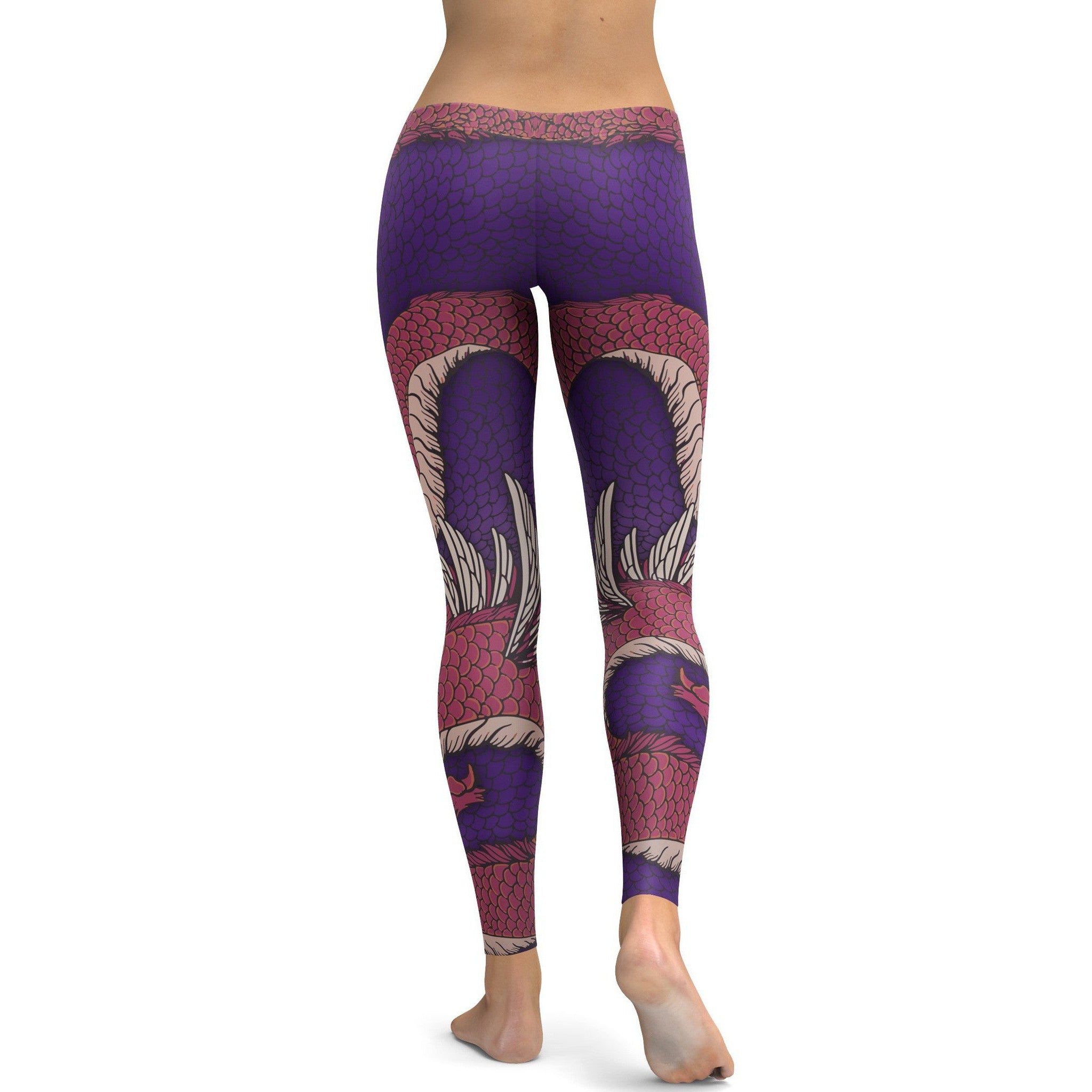 Red & Purple Dragon Leggings - GearBunch Leggings / Yoga Pants