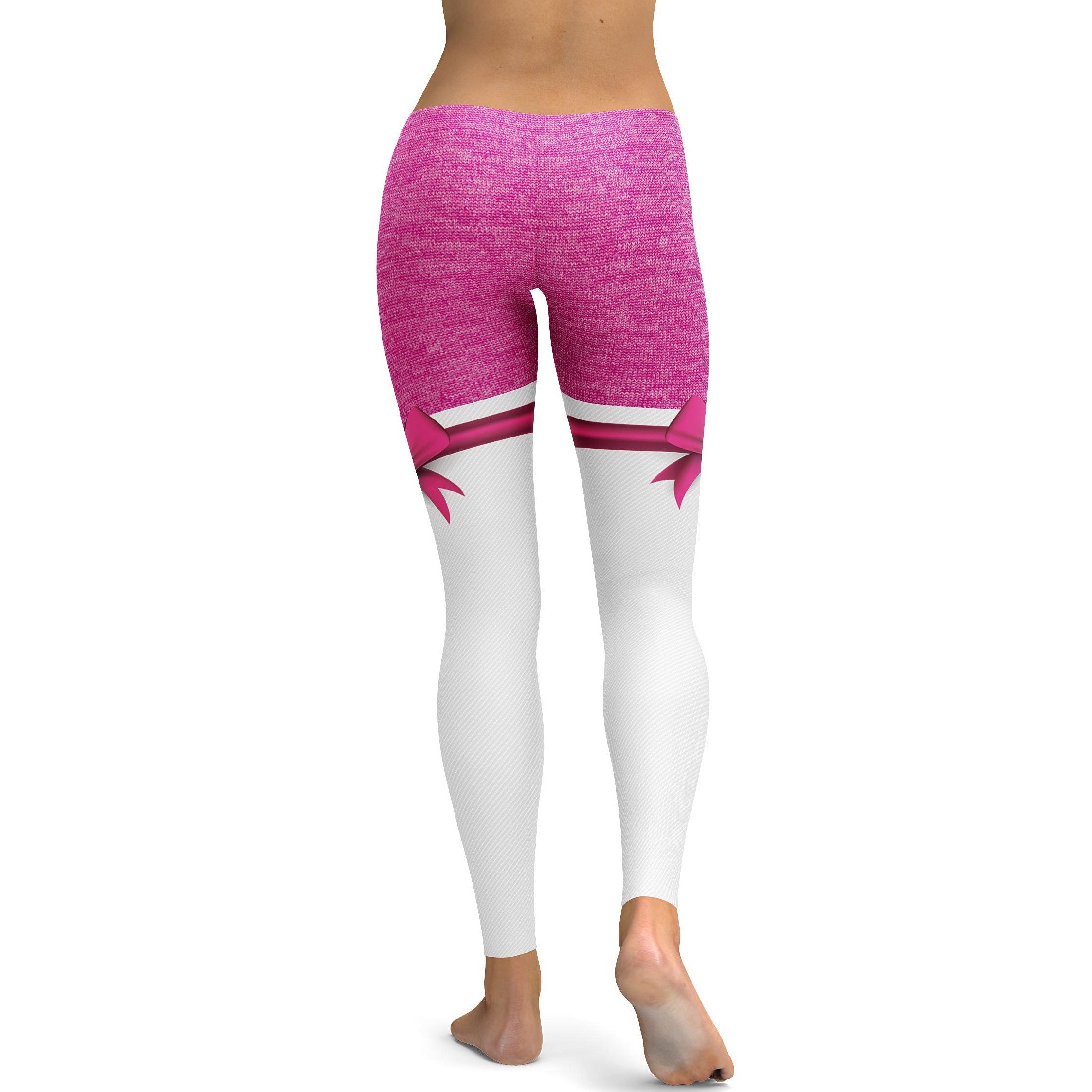 Pink Heathered Thigh High Bow Leggings