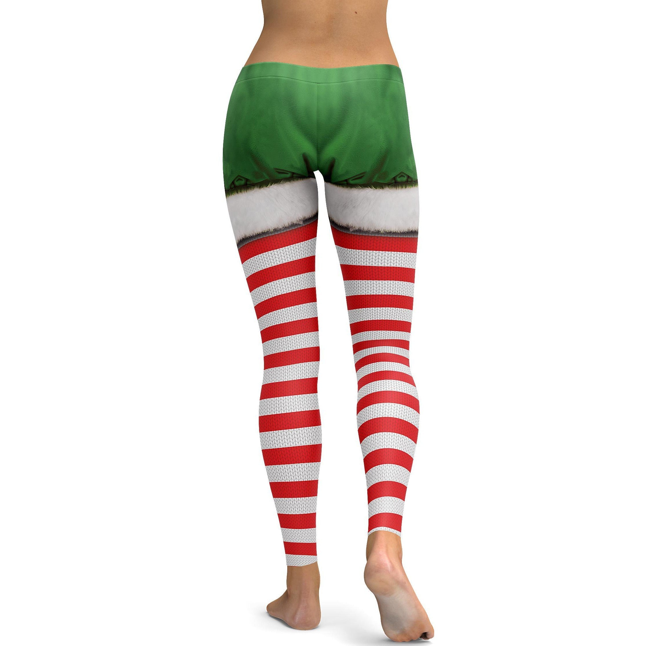 Christmas Candy Cane & Shorts Leggings - GearBunch Leggings / Yoga Pants