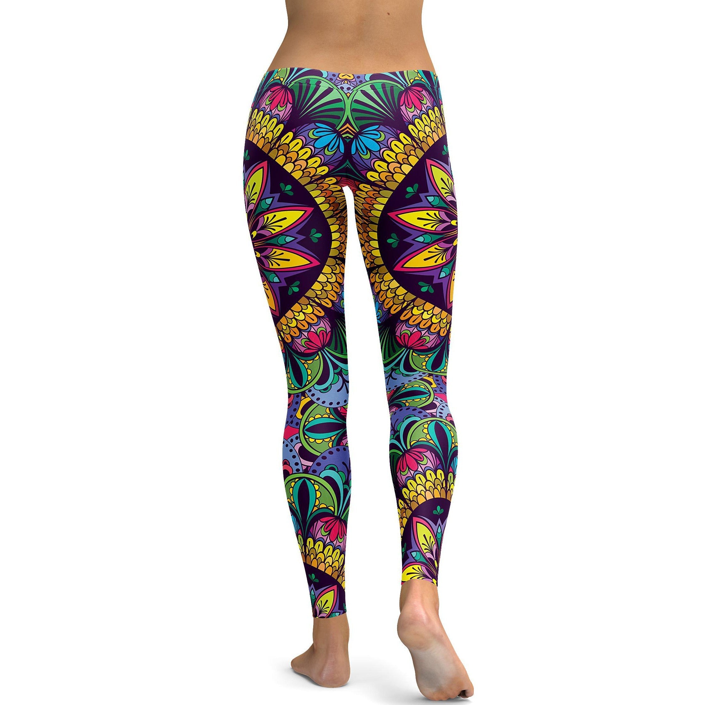 Colorful Yellow Mandala Leggings - GearBunch Leggings / Yoga Pants