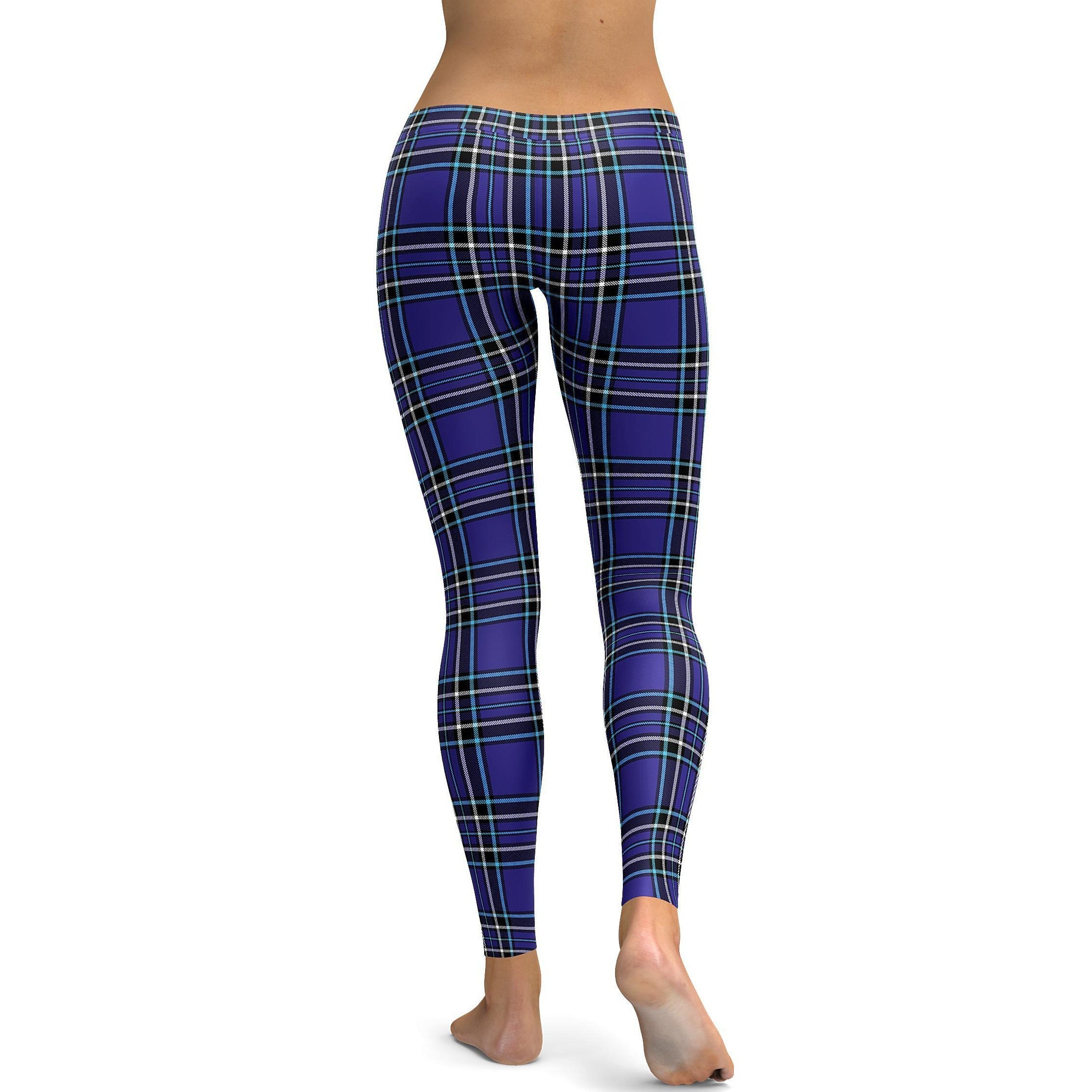 Navy Blue Tartan Leggings