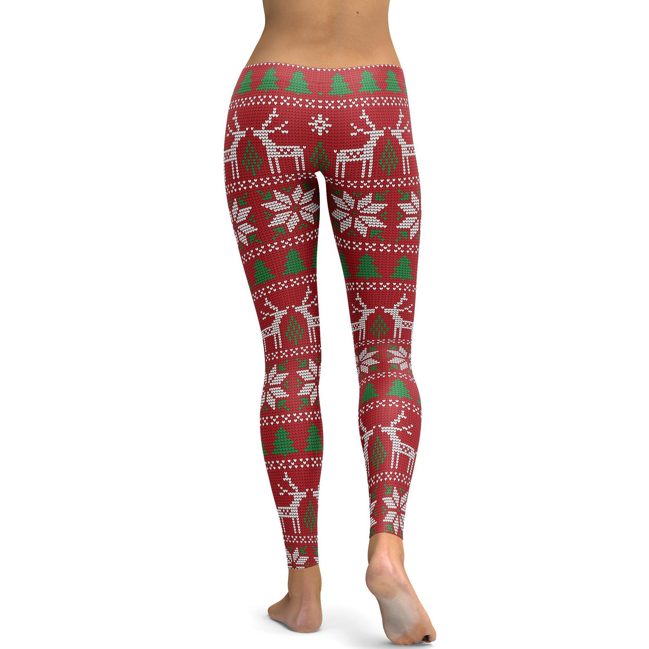 Red Ugly Christmas Leggings - GearBunch Leggings / Yoga Pants