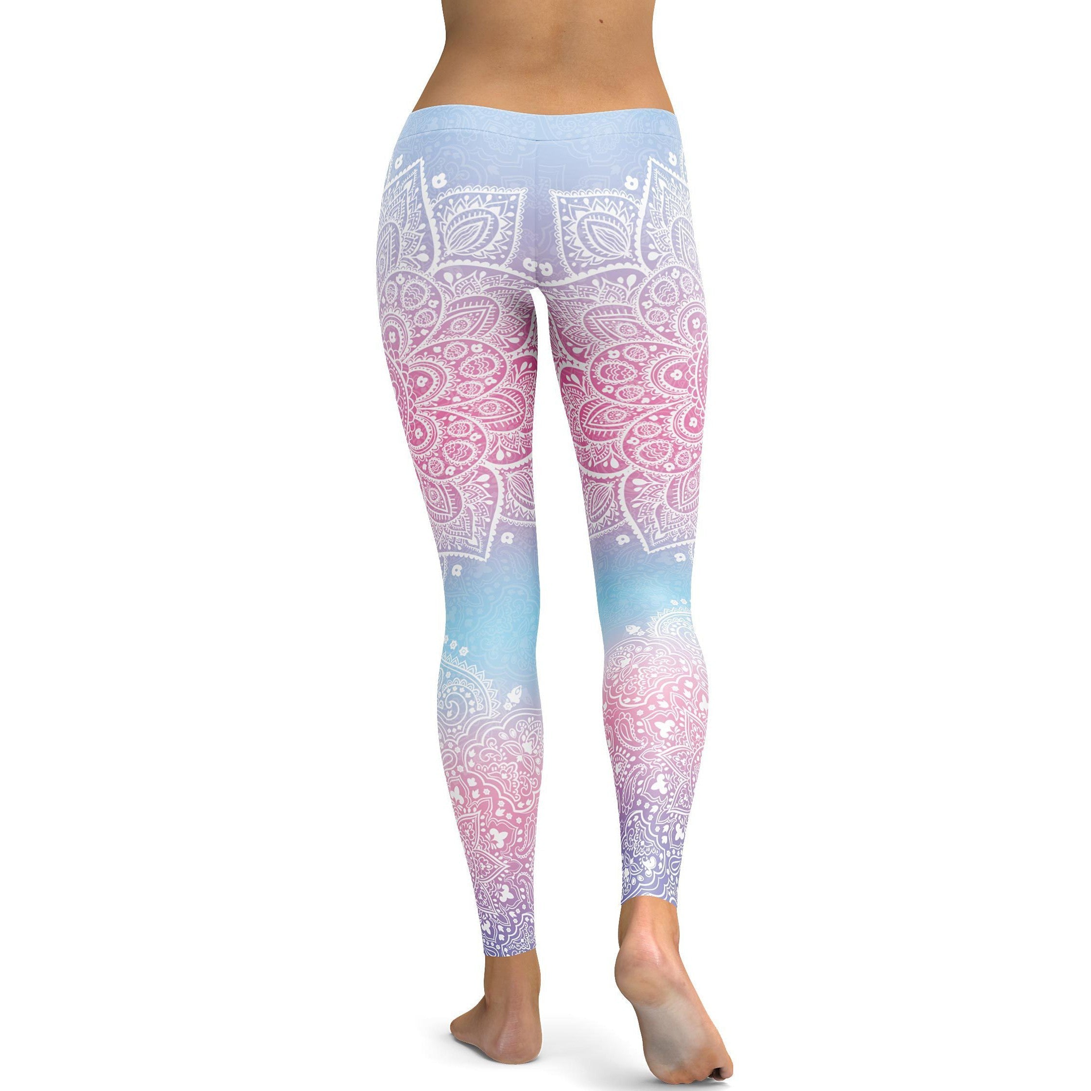 Pastel Blue & Pink Mandala Leggings - GearBunch Leggings / Yoga Pants