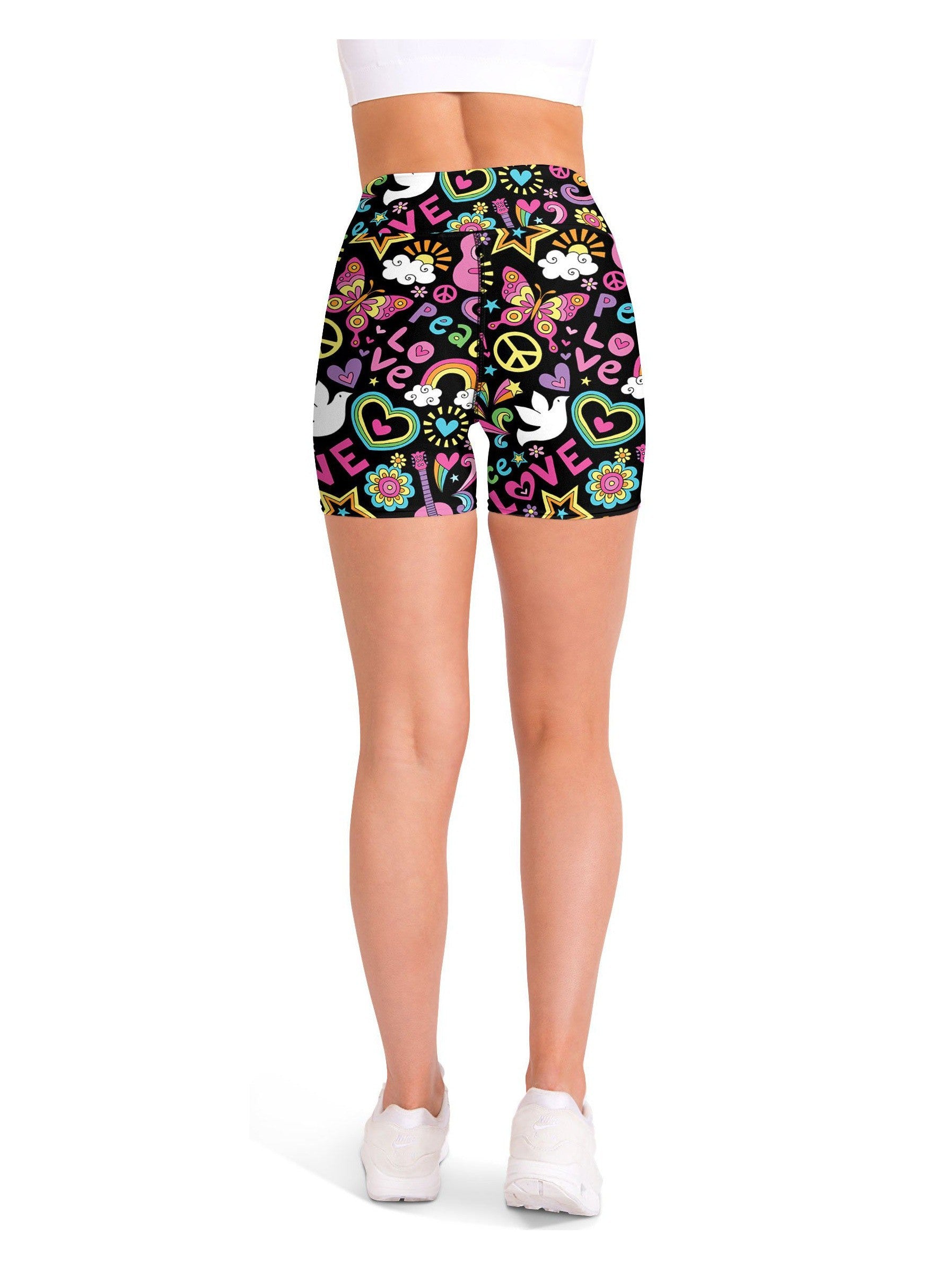 Peace and Love Yoga Shorts Geabunch