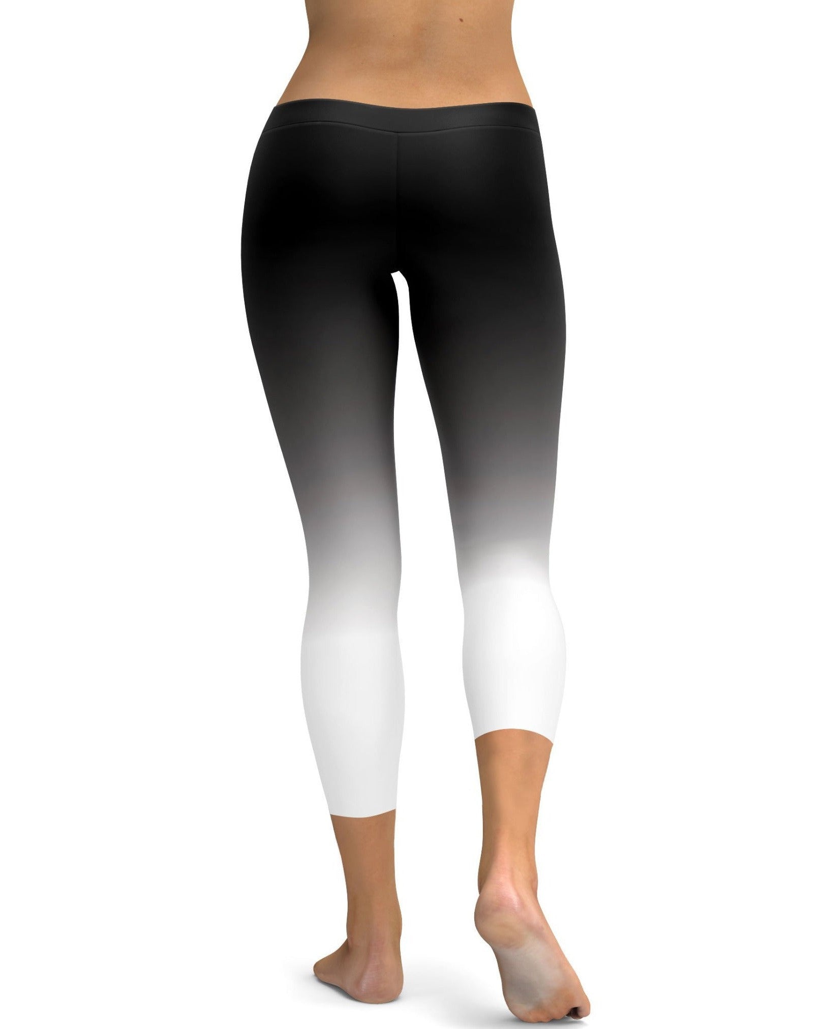 Womens Fashion Ombre Black to White Capris Leggings Black/White | Gearbunch.com