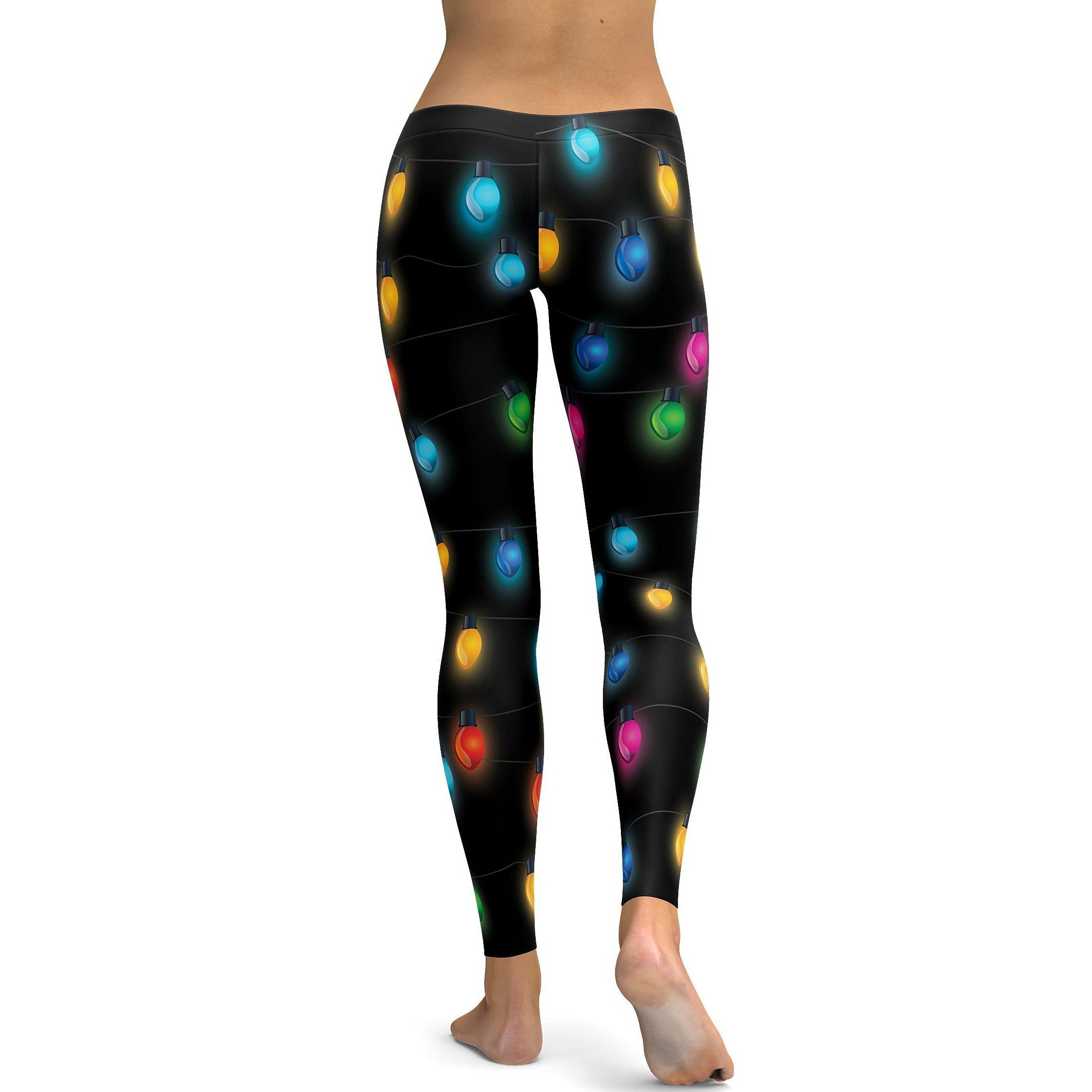 Womens Workout Yoga Christmas Lights Leggings