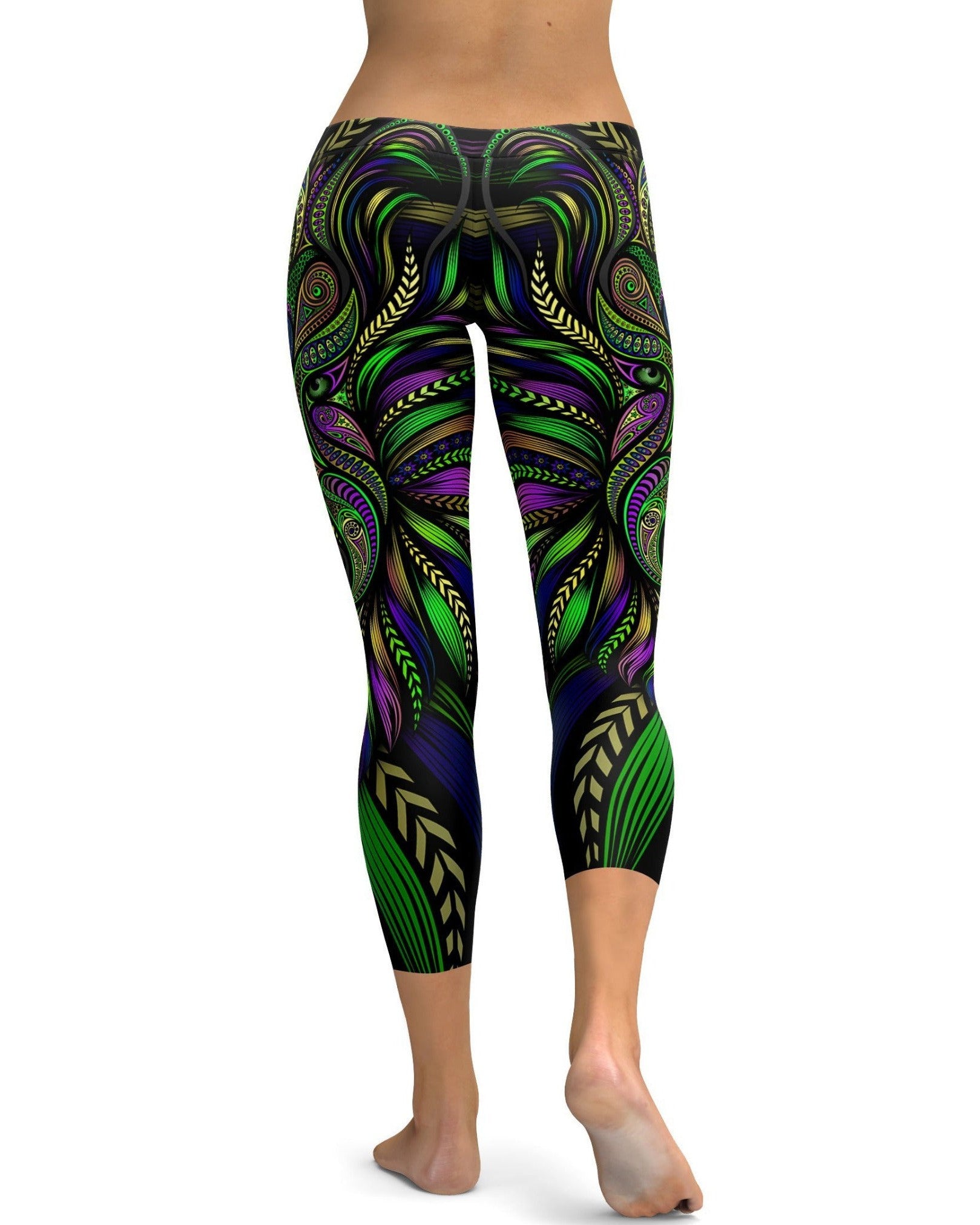 Gearbunch - Green Colorful Wolf Capris